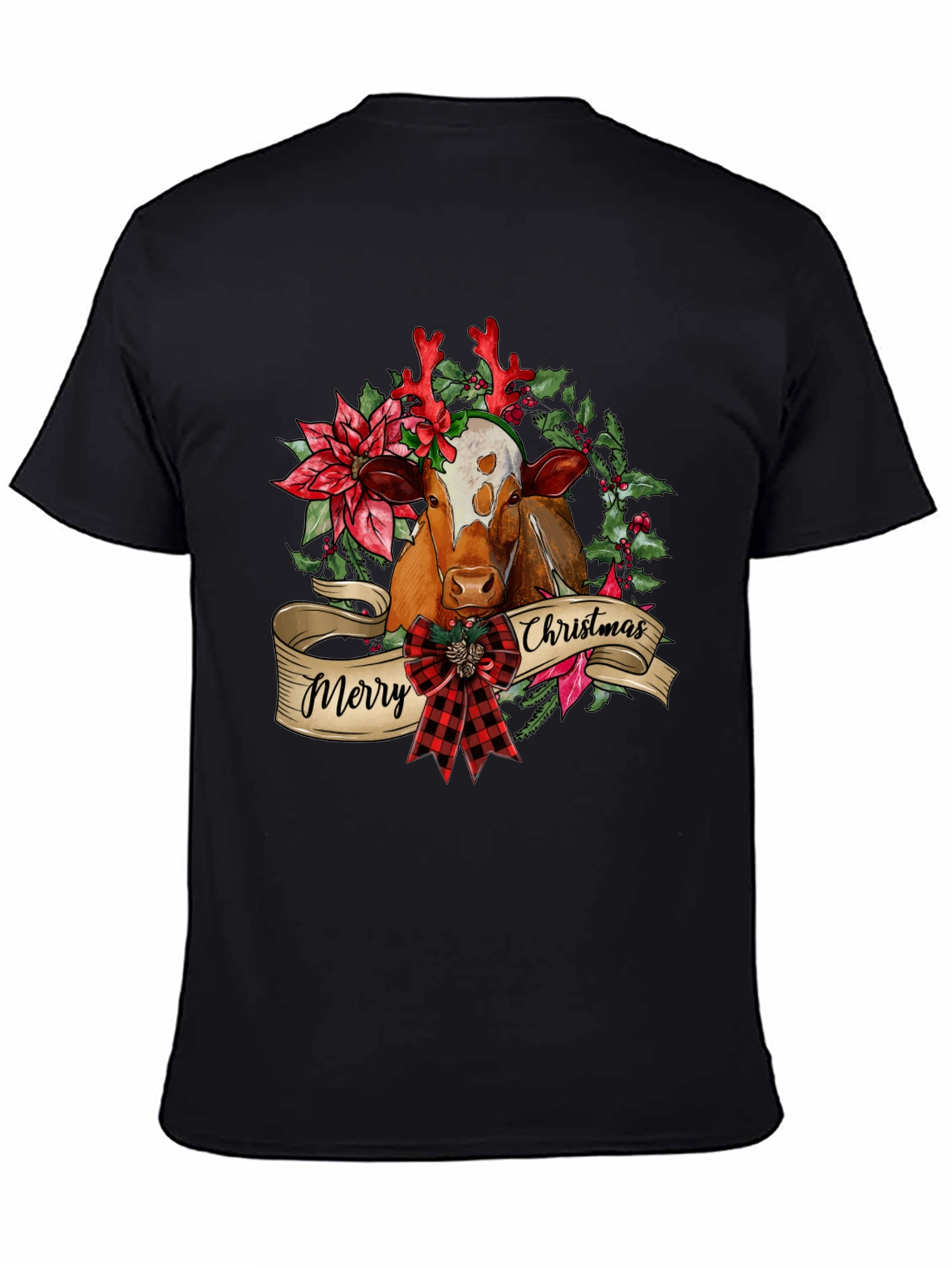 Merry Christmas Cow T-Shirt Festive Holiday Tee