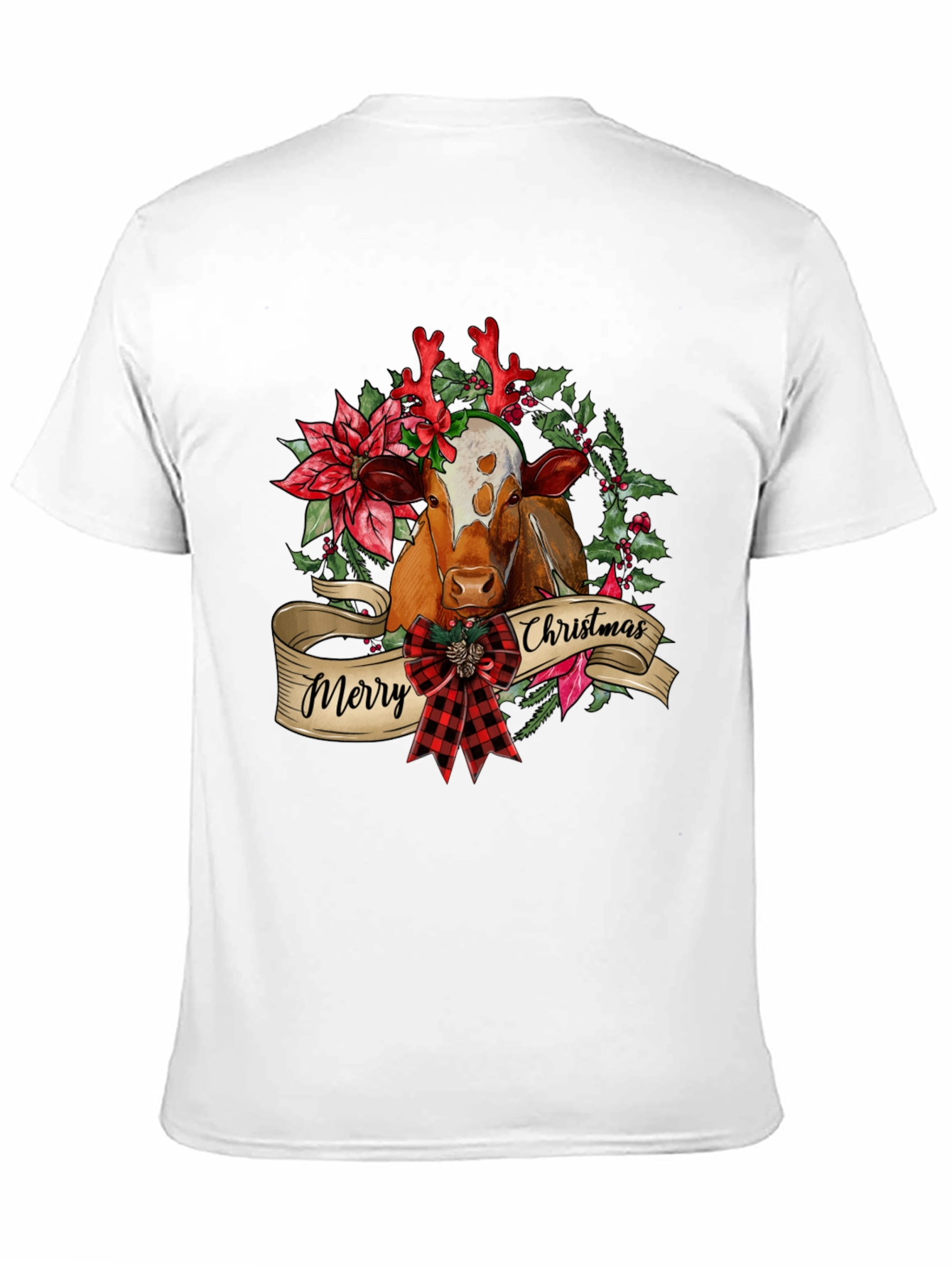 Merry Christmas Cow T-Shirt Festive Holiday Tee