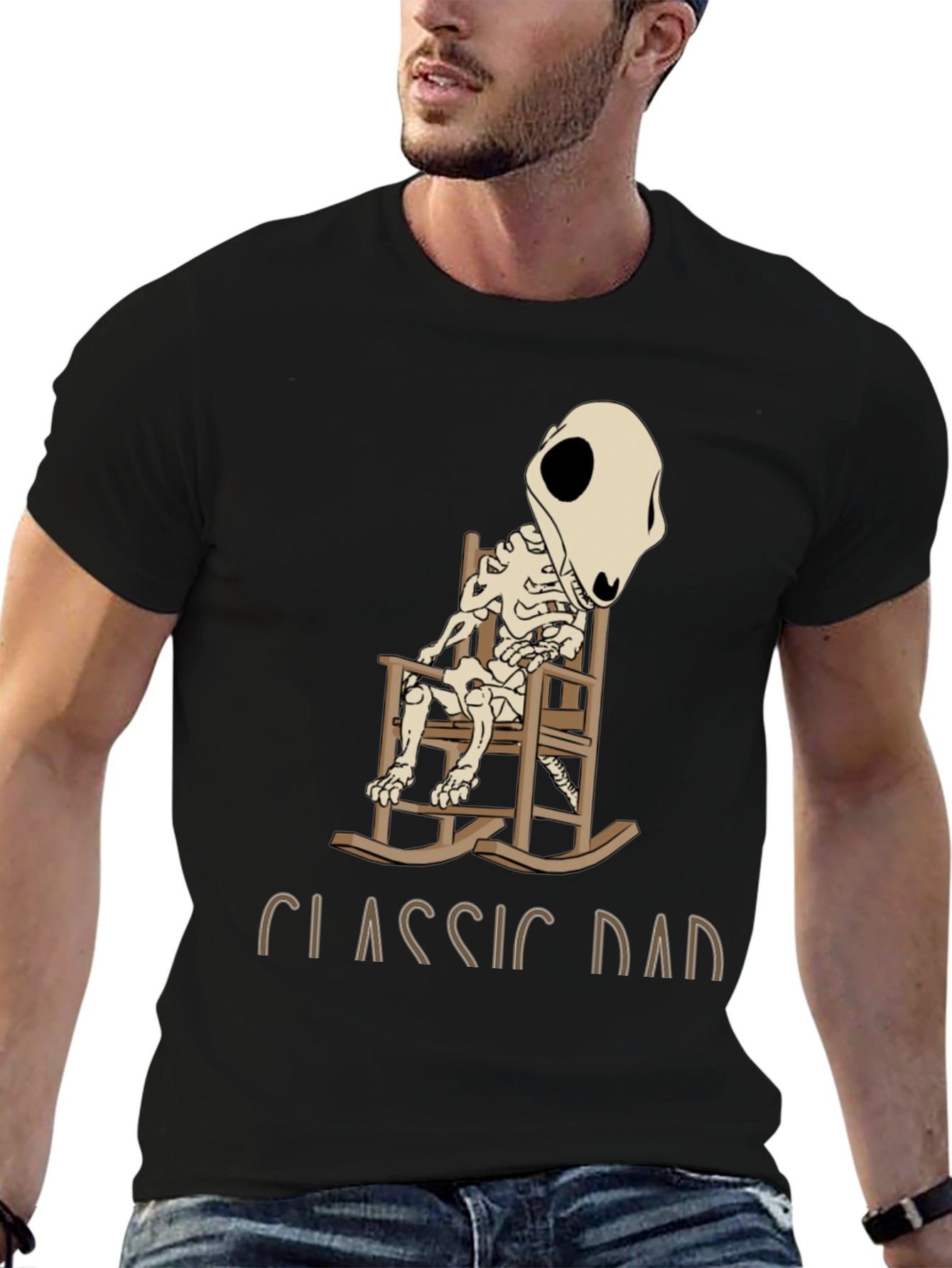 Classic Dad Skeleton Rocking Chair T-Shirt