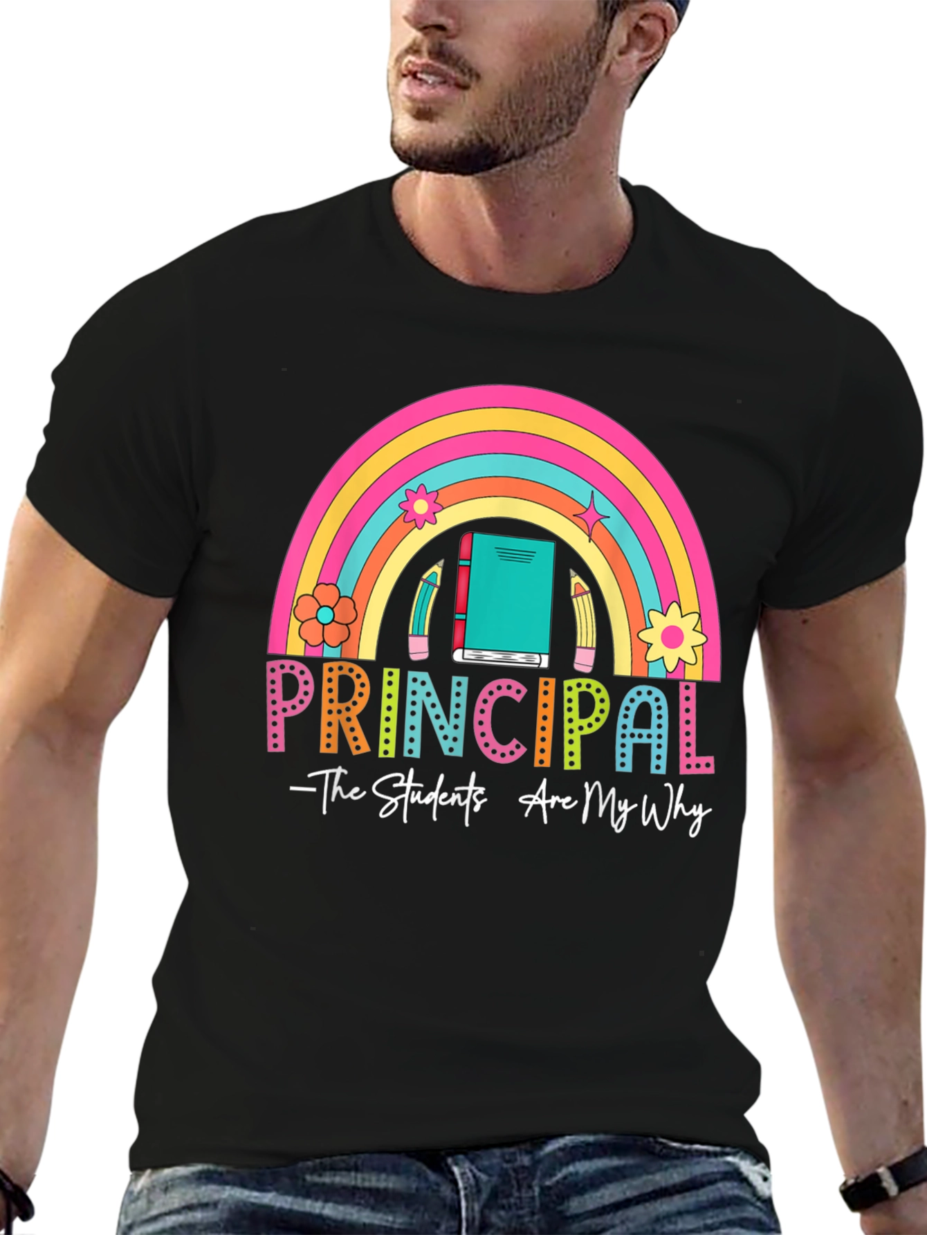 Principal Rainbow Graphic T-Shirt - Teacher Appreciation