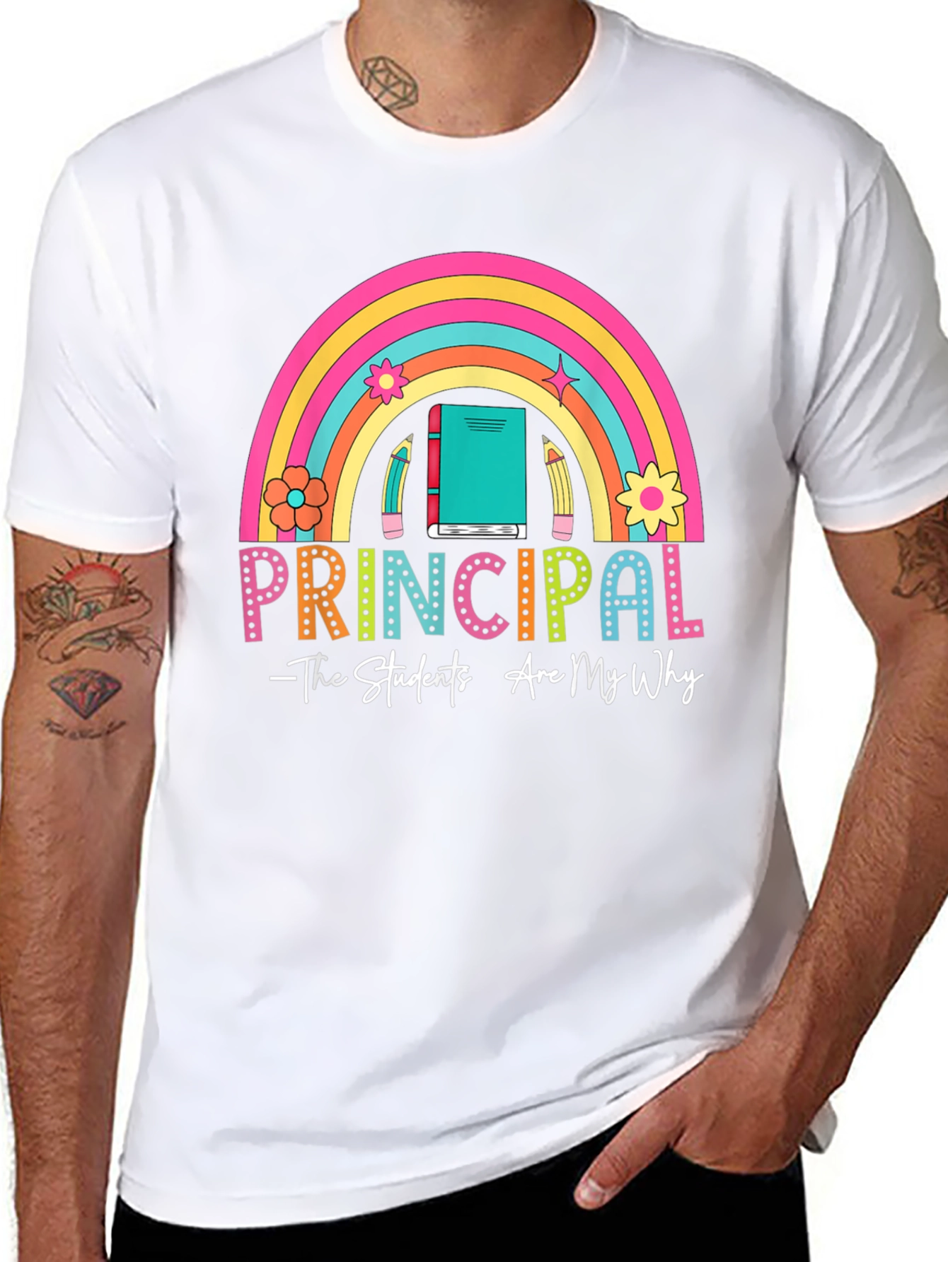 Principal Rainbow Graphic T-Shirt - Teacher Appreciation