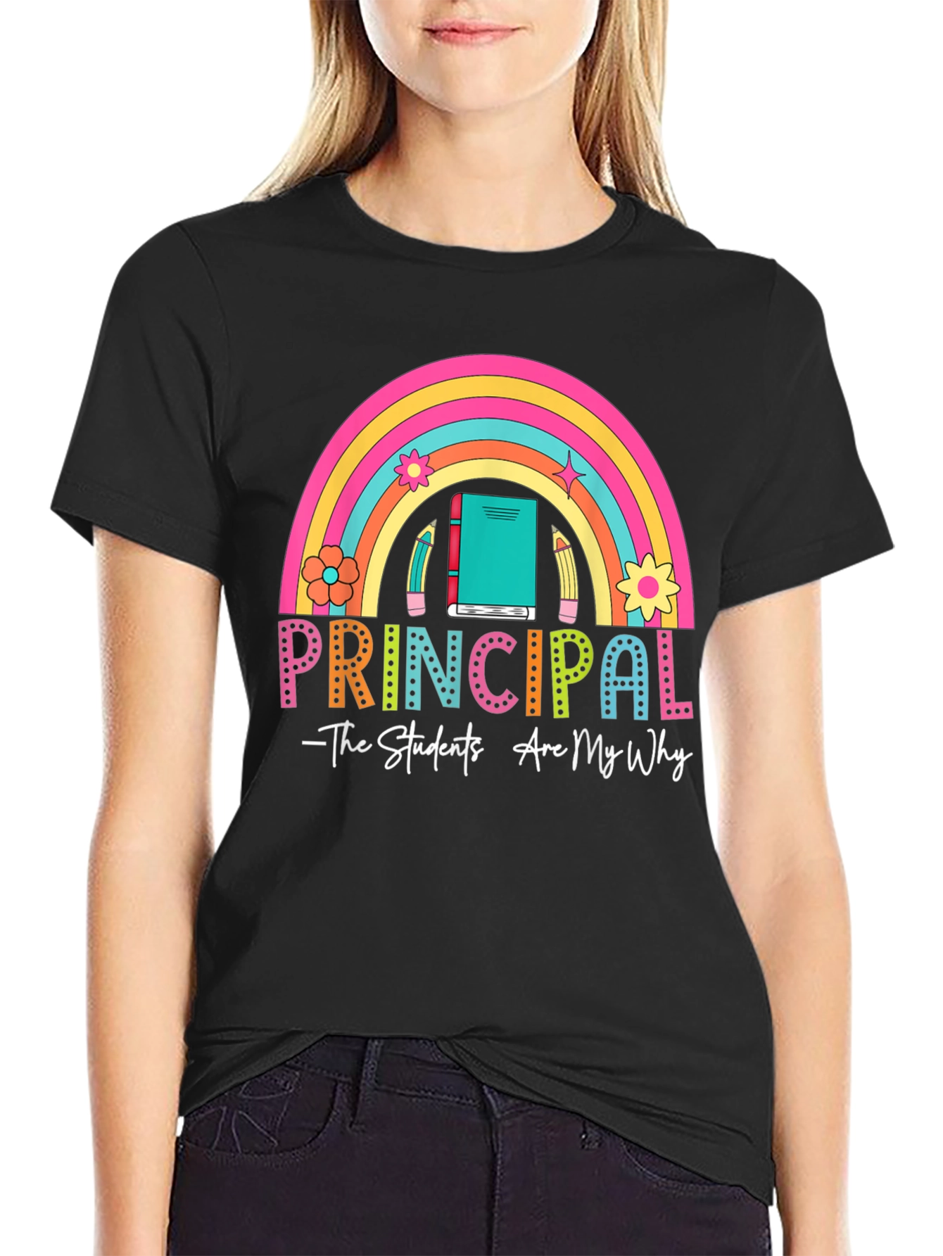 Principal Rainbow Graphic T-Shirt - Teacher Appreciation