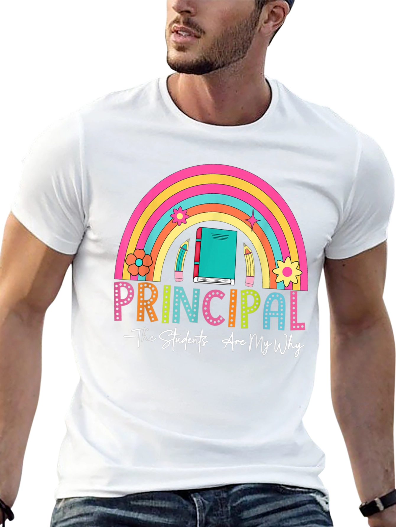 Principal Rainbow Graphic T-Shirt - Teacher Appreciation