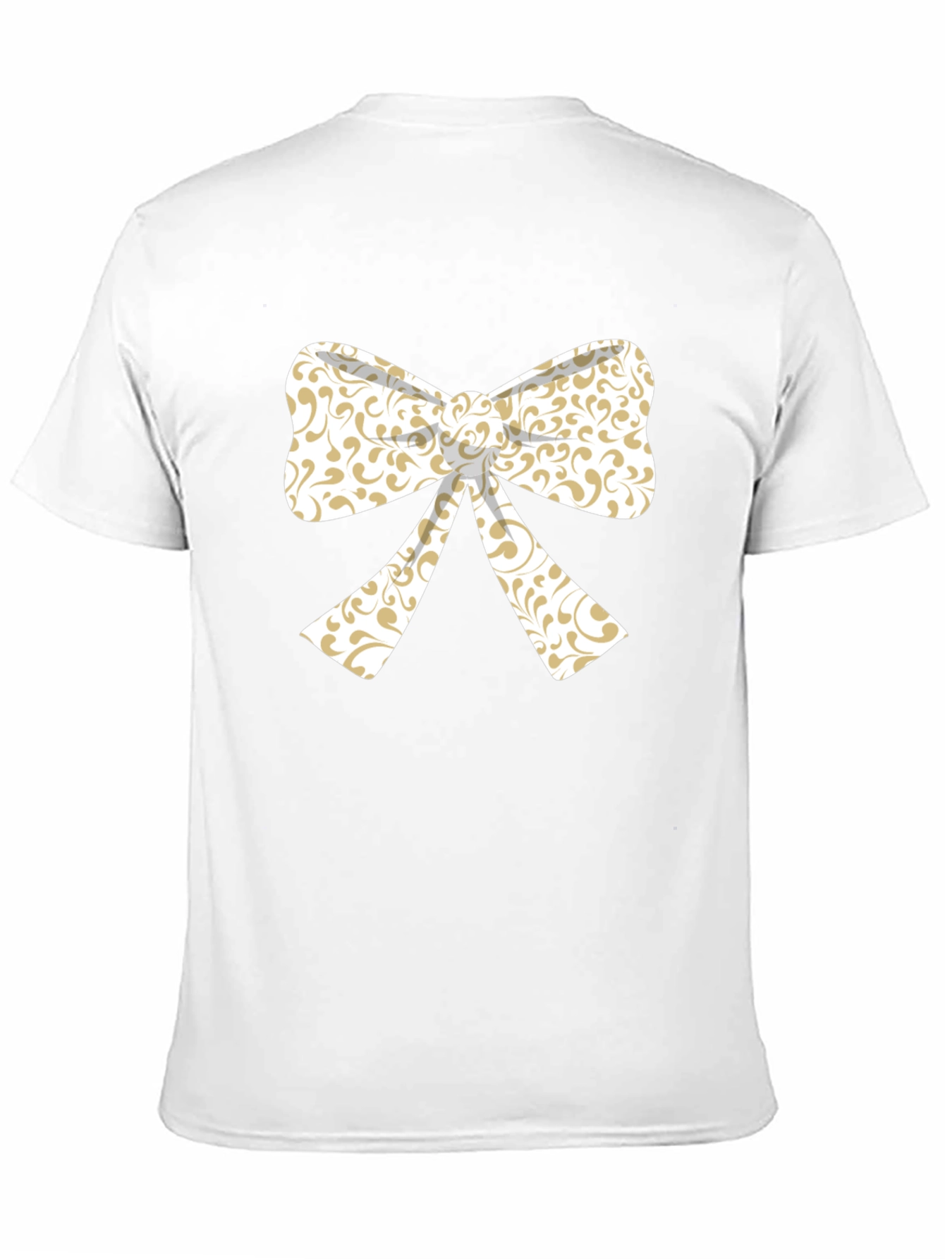 Elegant Bow Graphic Tee - Black Cotton Blend T-Shirt