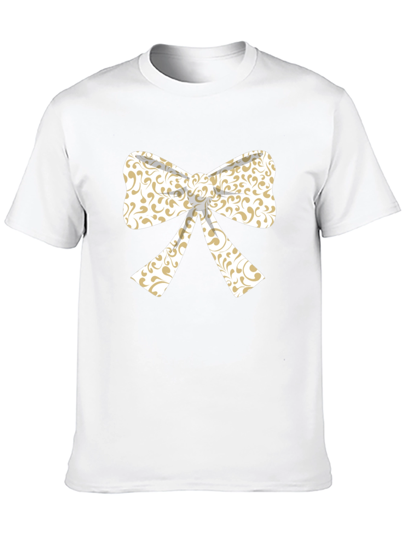 Elegant Bow Graphic Tee - Black Cotton Blend T-Shirt