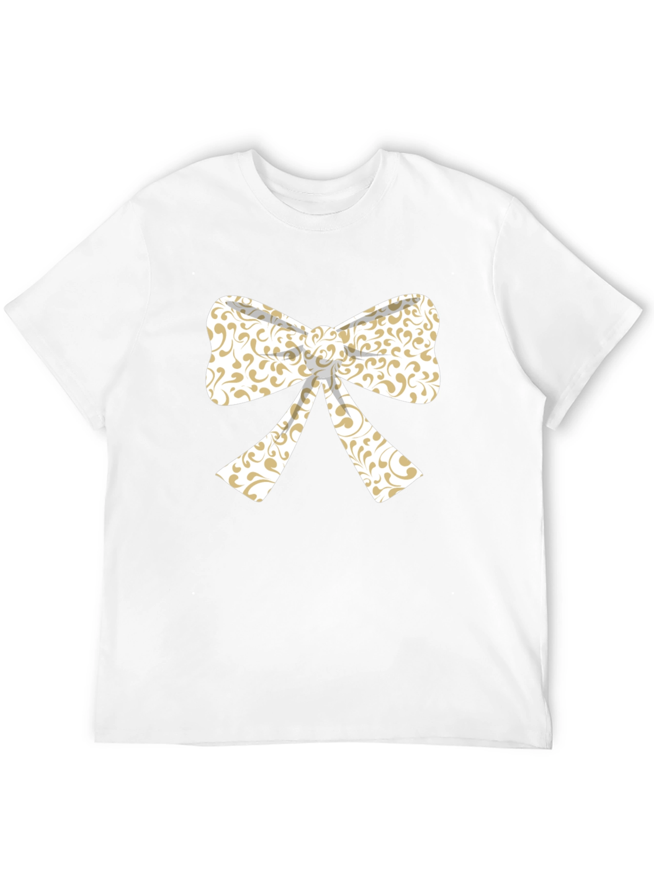 Elegant Bow Graphic Tee - Black Cotton Blend T-Shirt