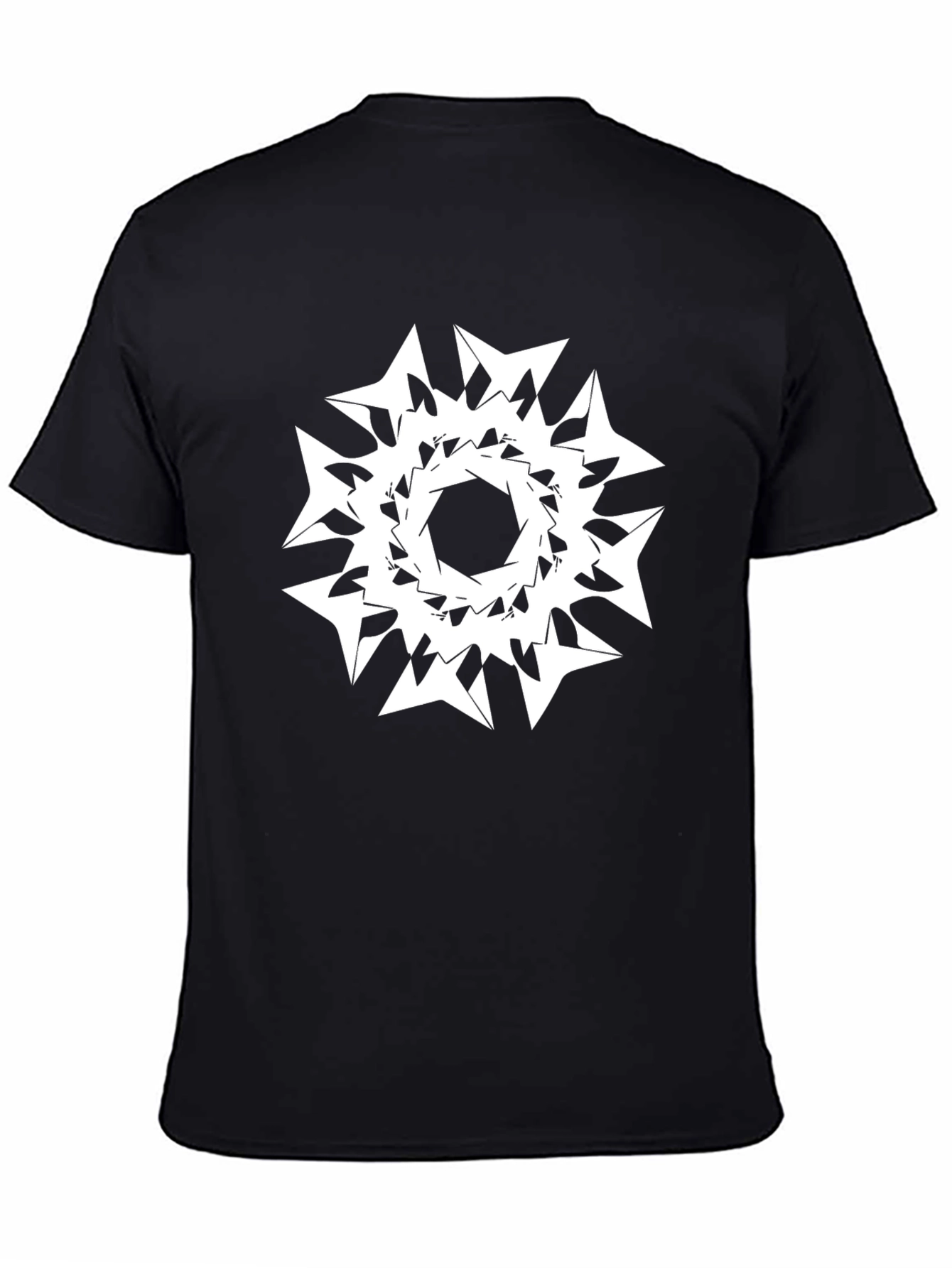 Abstract Geometric Print Black Tee