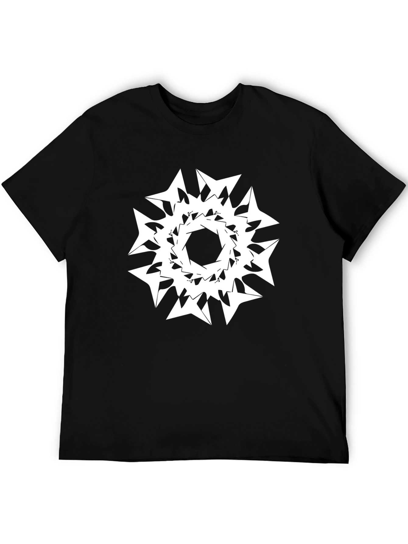 Abstract Geometric Print Black Tee