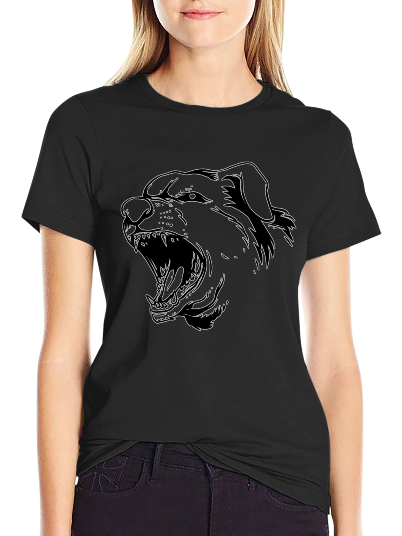 Rottweiler Outline Graphic Tee - Black