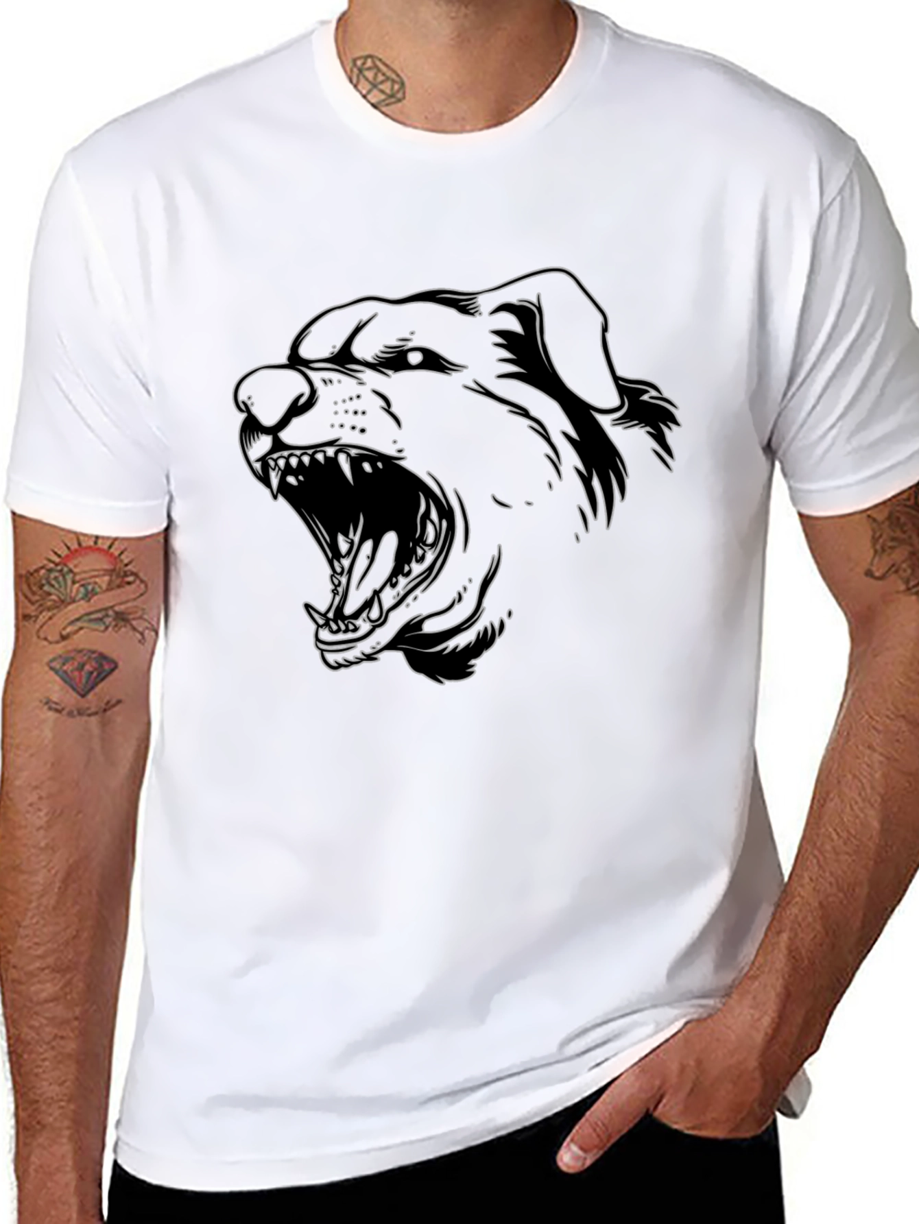Rottweiler Outline Graphic Tee - Black