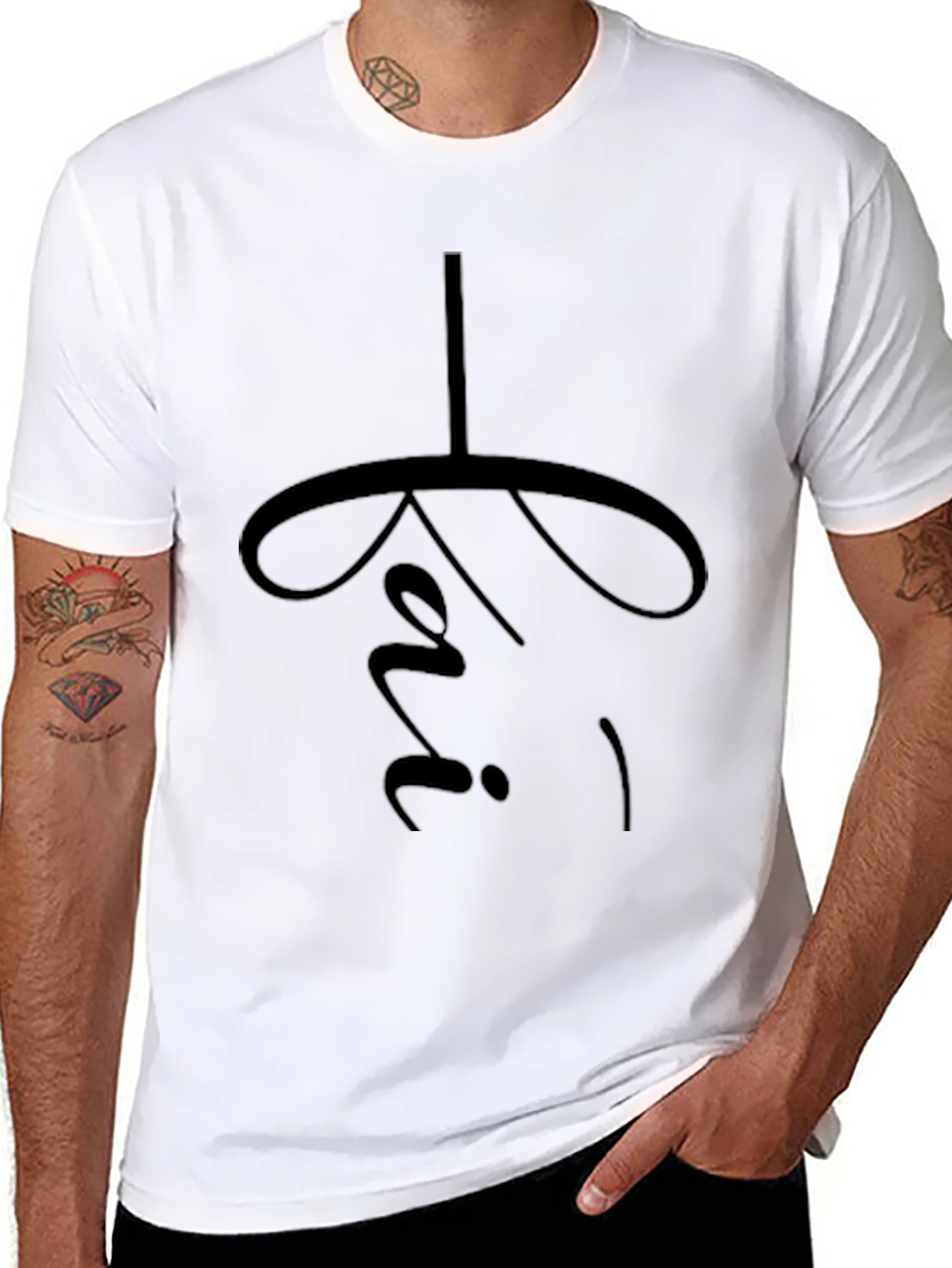 Minimalist Black T-Shirt with Religious Symbol