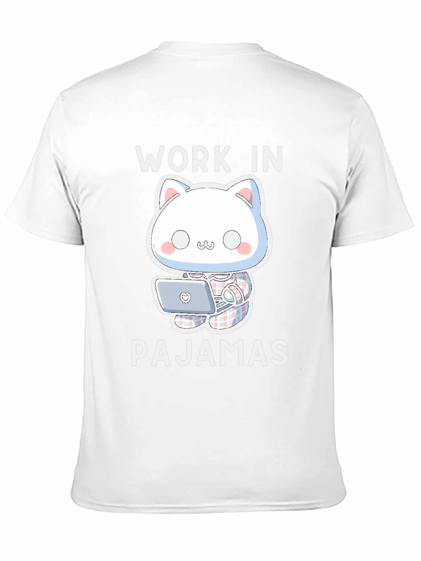 Work In Pajamas T-Shirt - Cute Cat Design