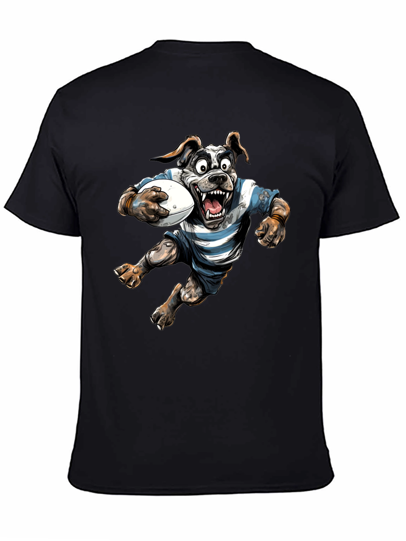 Rugby Dog Graphic T-Shirt - Black Cotton Tee