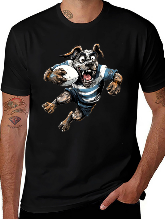 Rugby Dog Graphic T-Shirt - Black Cotton Tee