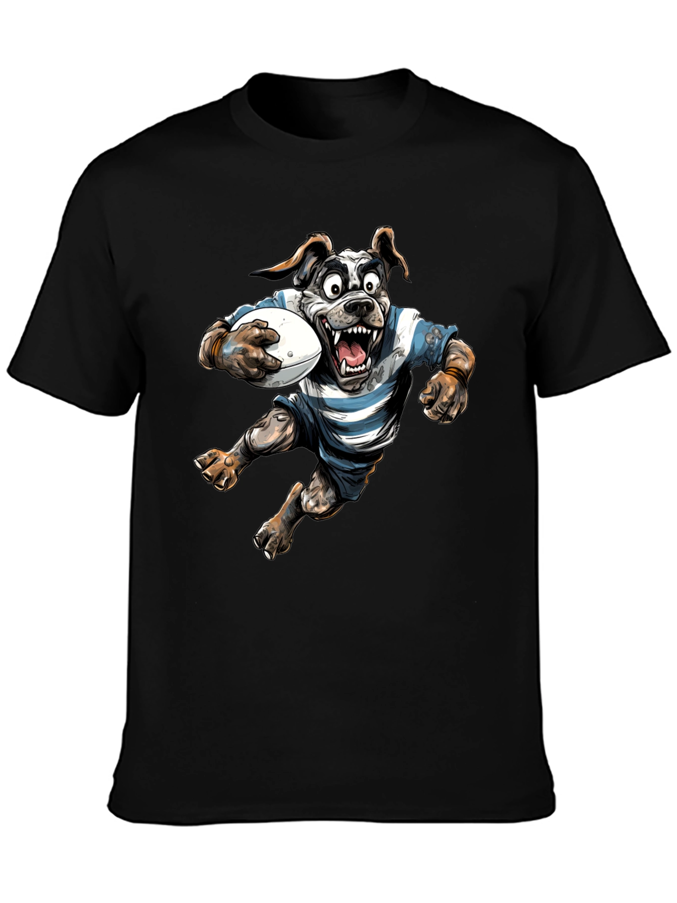 Rugby Dog Graphic T-Shirt - Black Cotton Tee