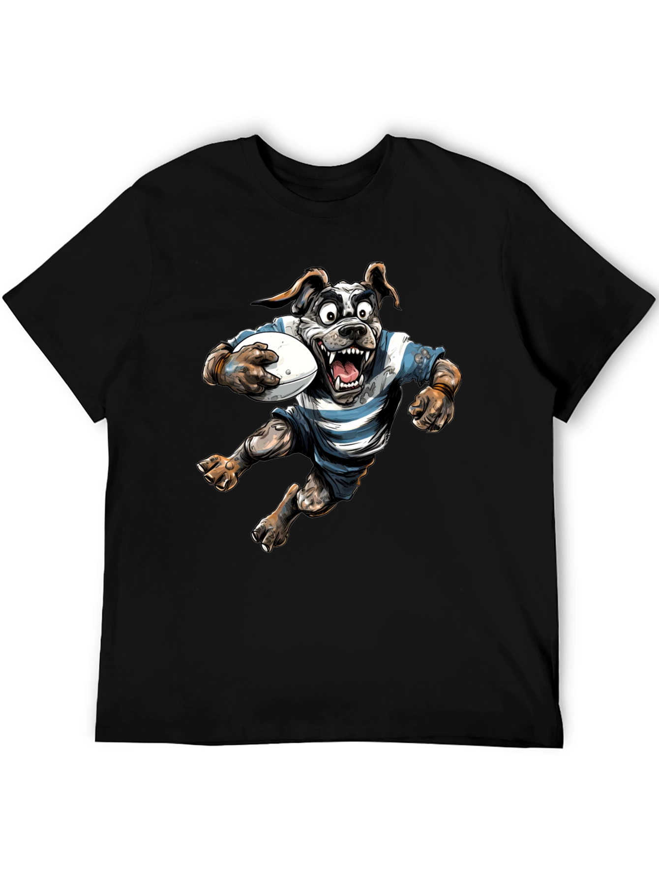 Rugby Dog Graphic T-Shirt - Black Cotton Tee
