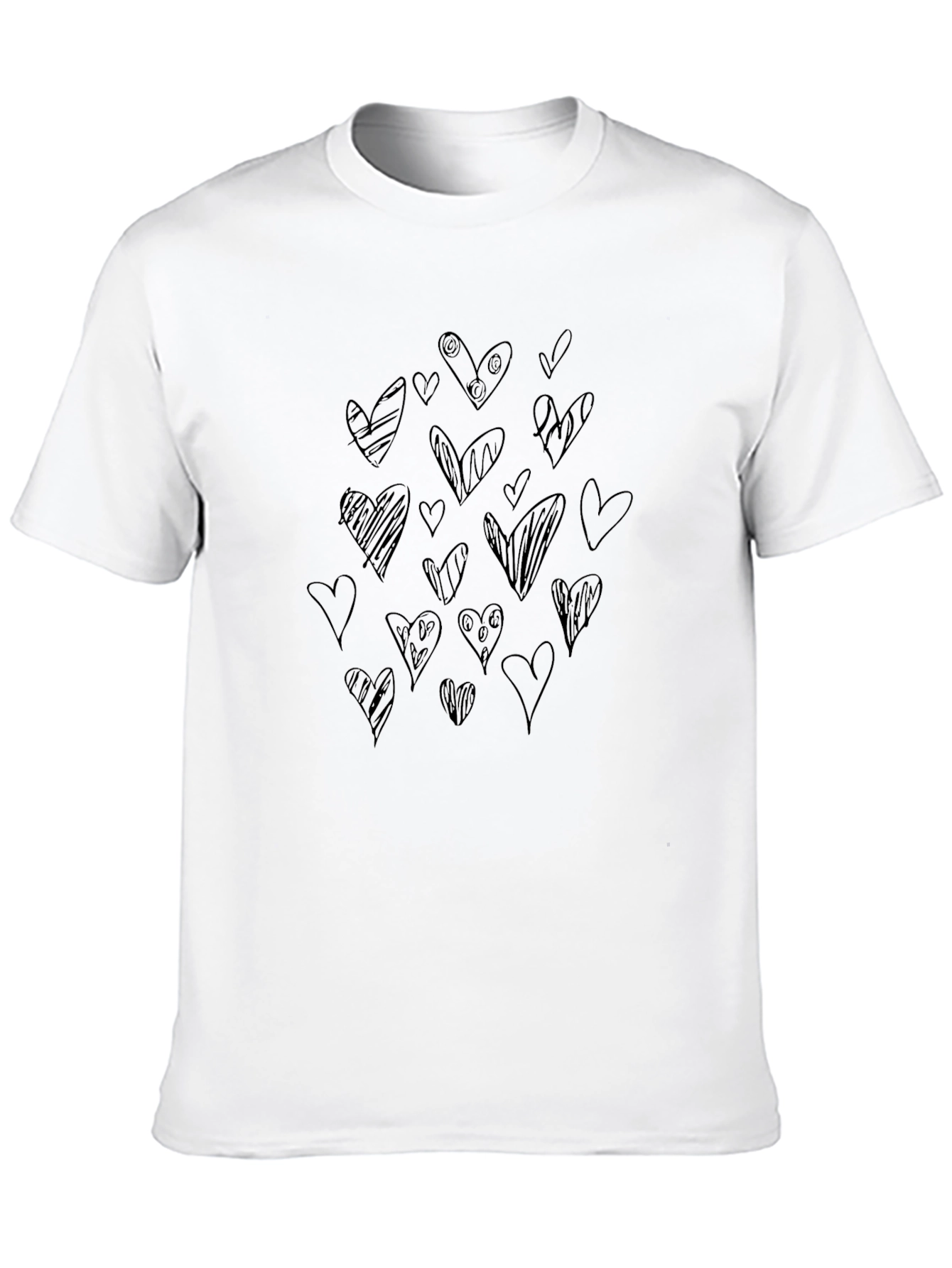 Heart Doodle Black T-Shirt - Unique Casual Style
