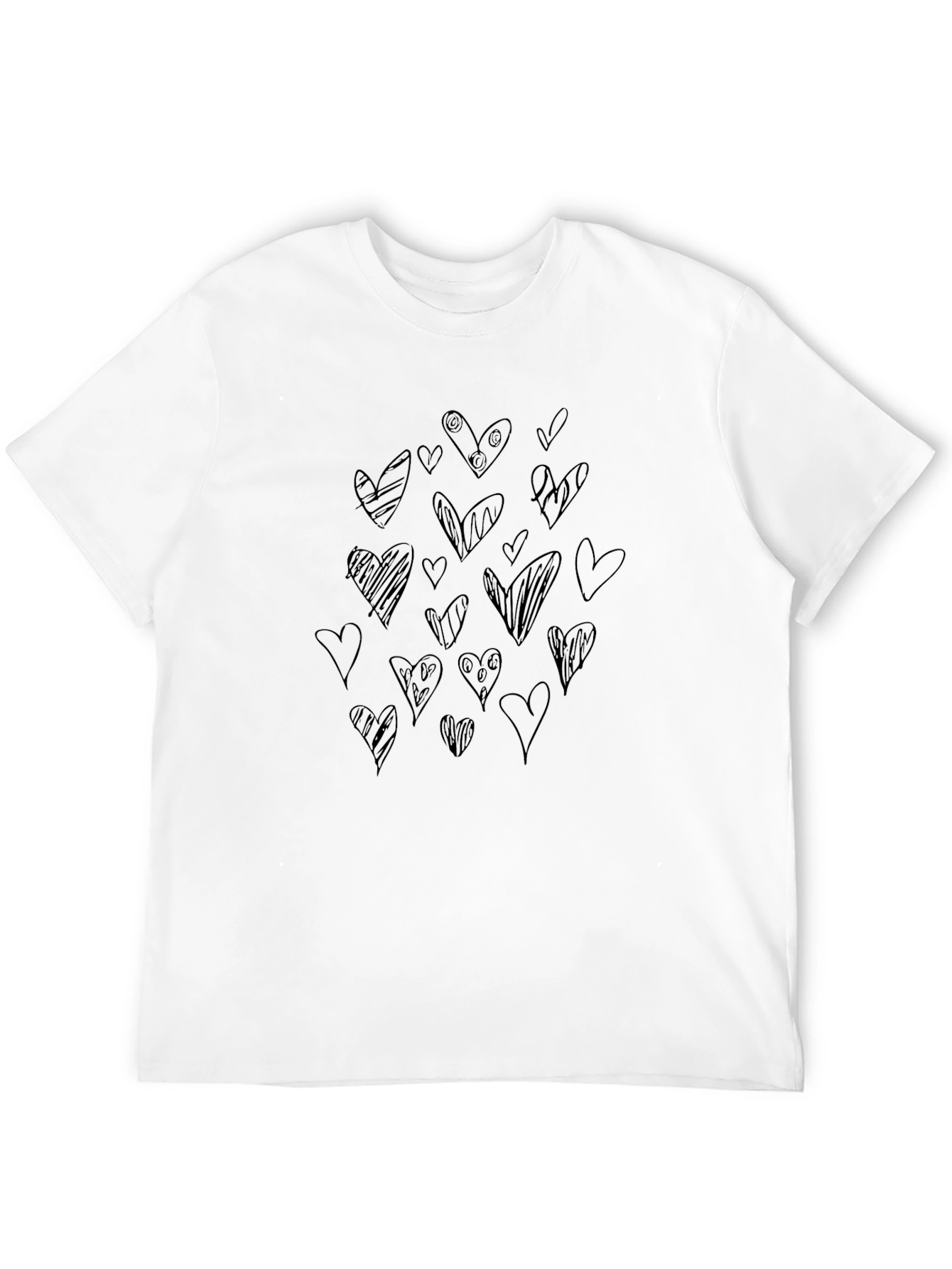 Heart Doodle Black T-Shirt - Unique Casual Style
