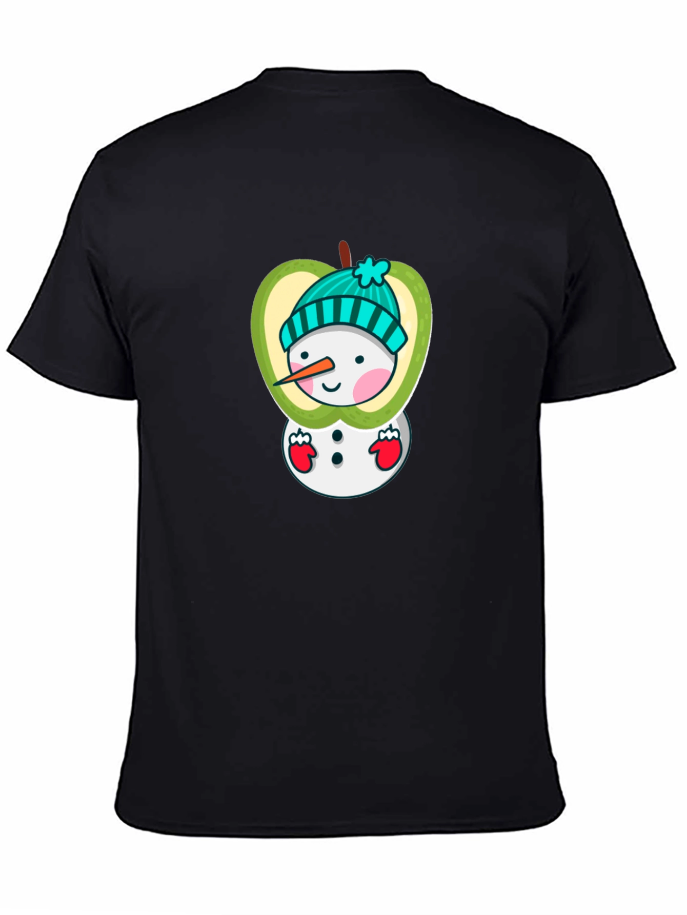 Apple Snowman Graphic Tee - Festive Holiday Shirt
