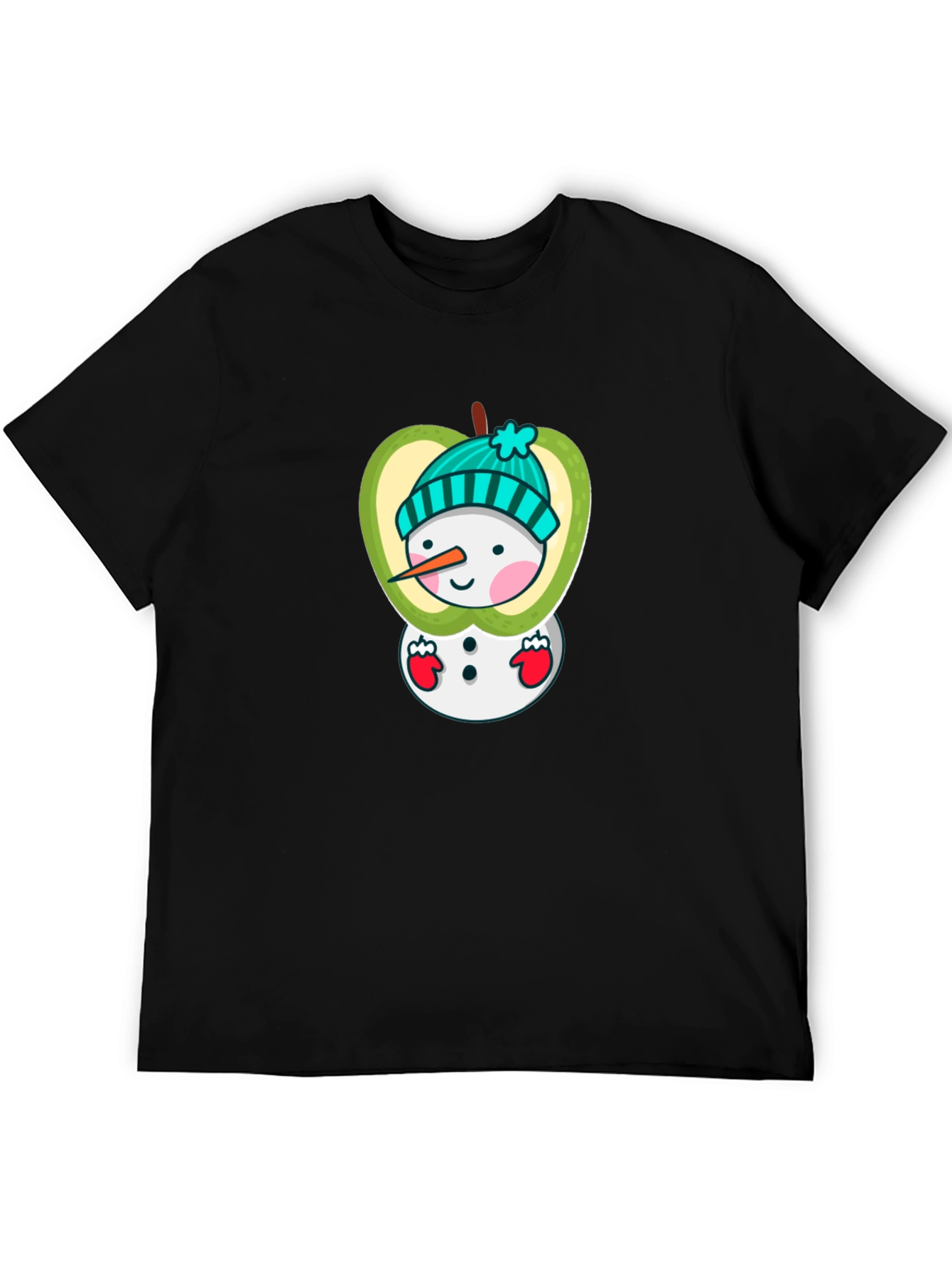 Apple Snowman Graphic Tee - Festive Holiday Shirt