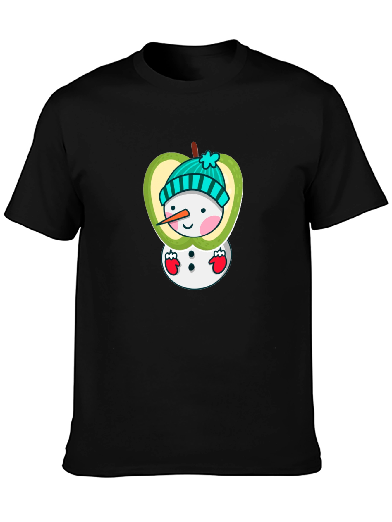 Apple Snowman Graphic Tee - Festive Holiday Shirt
