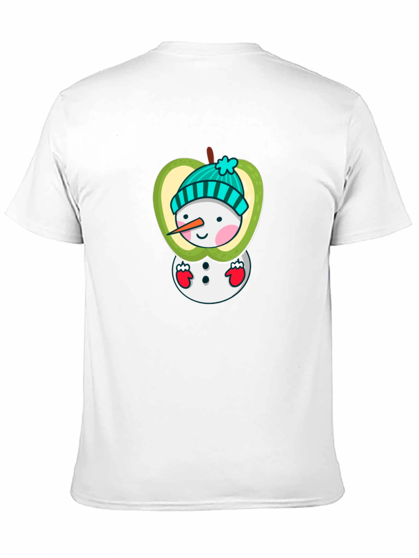Apple Snowman Graphic Tee - Festive Holiday Shirt