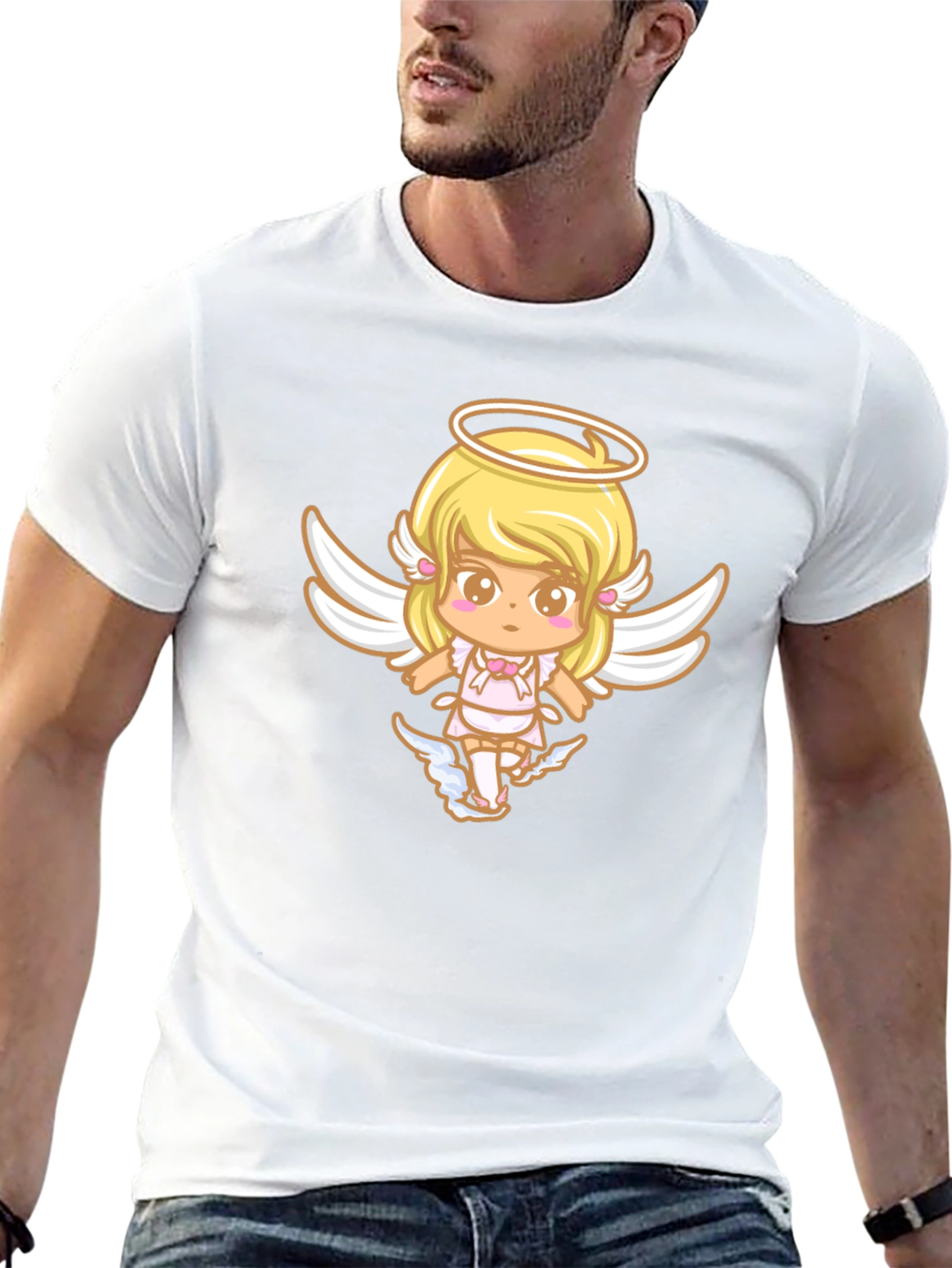 Cute Angel Graphic Black T-Shirt