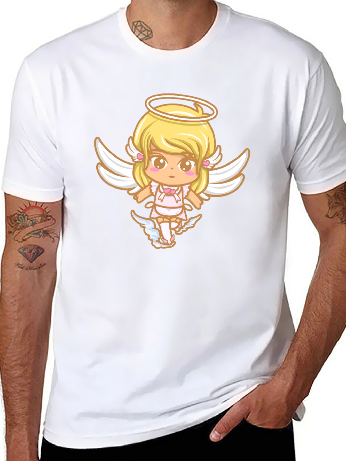 Cute Angel Graphic Black T-Shirt