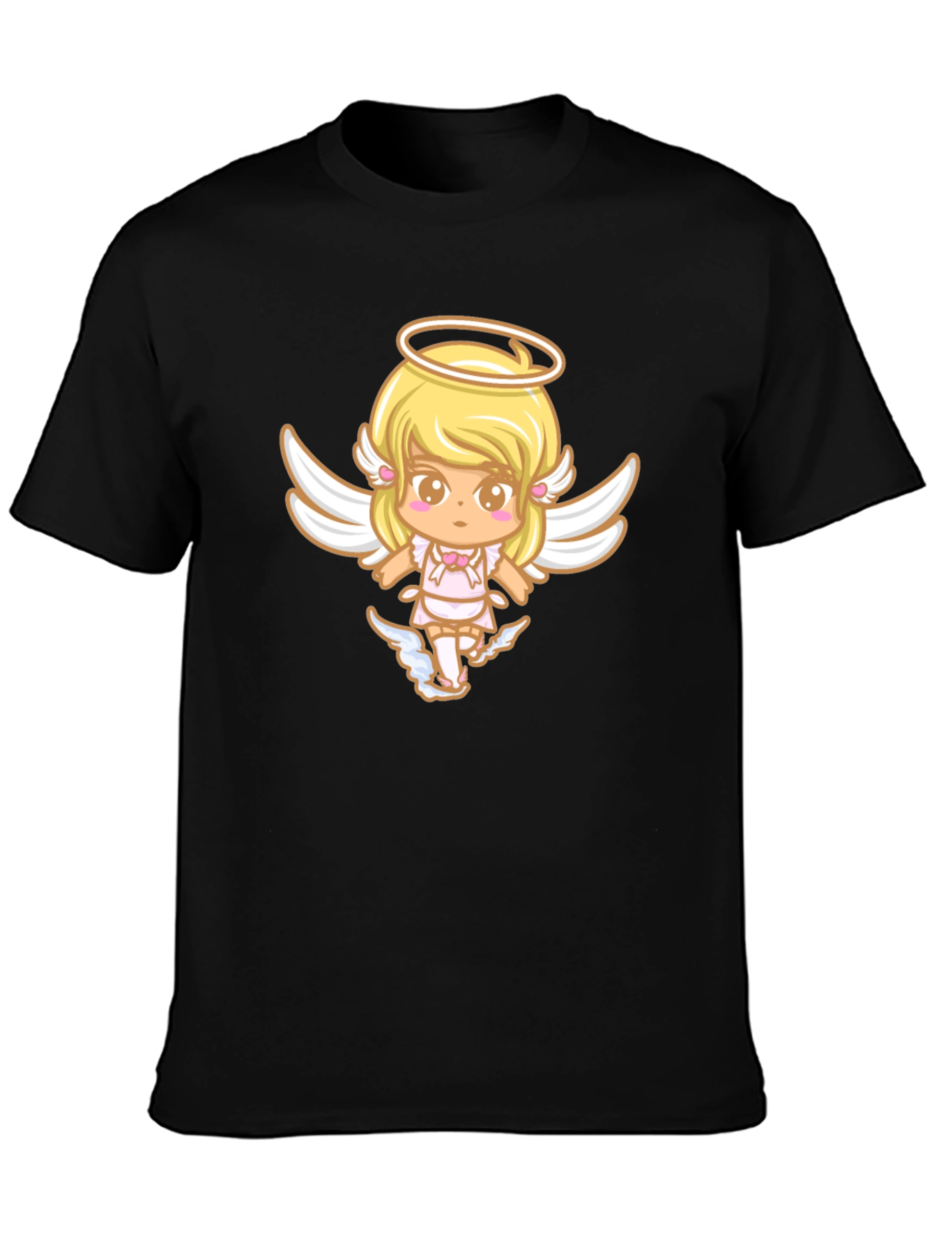 Cute Angel Graphic Black T-Shirt
