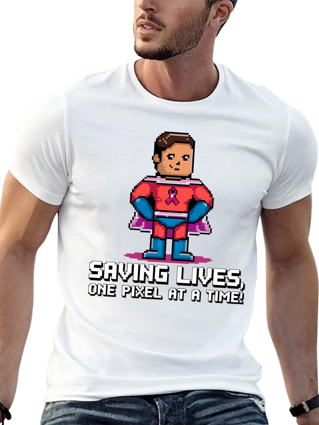 Saving Lives Pixel Hero Graphic Tee