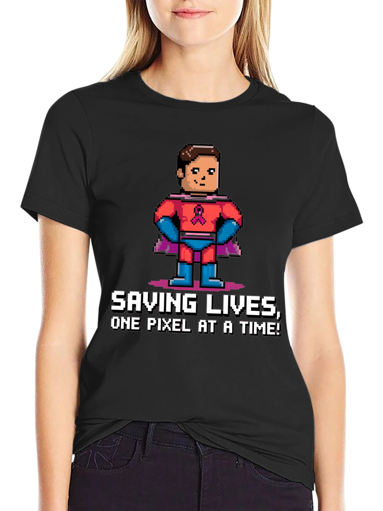 Saving Lives Pixel Hero Graphic Tee