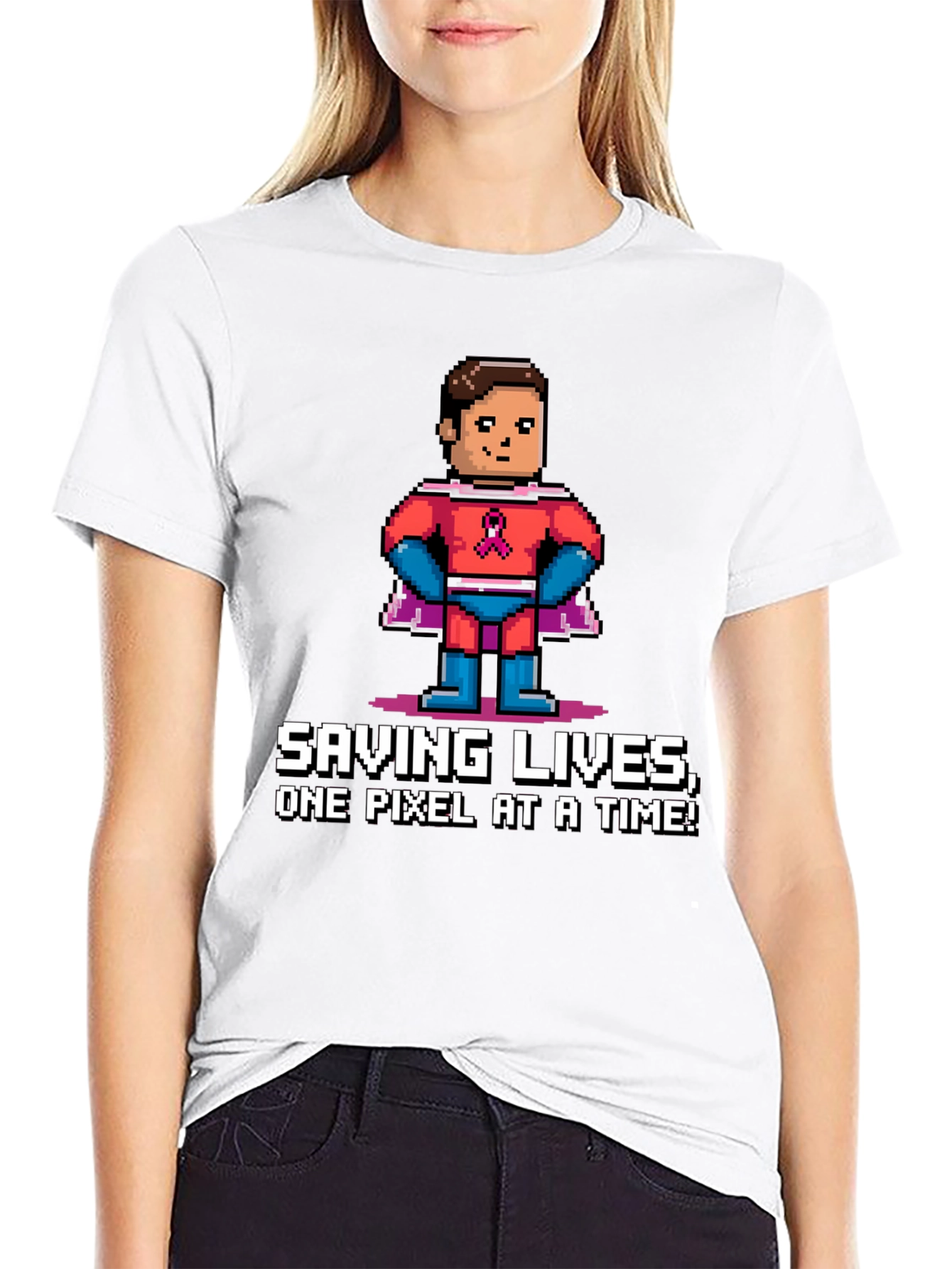 Saving Lives Pixel Hero Graphic Tee