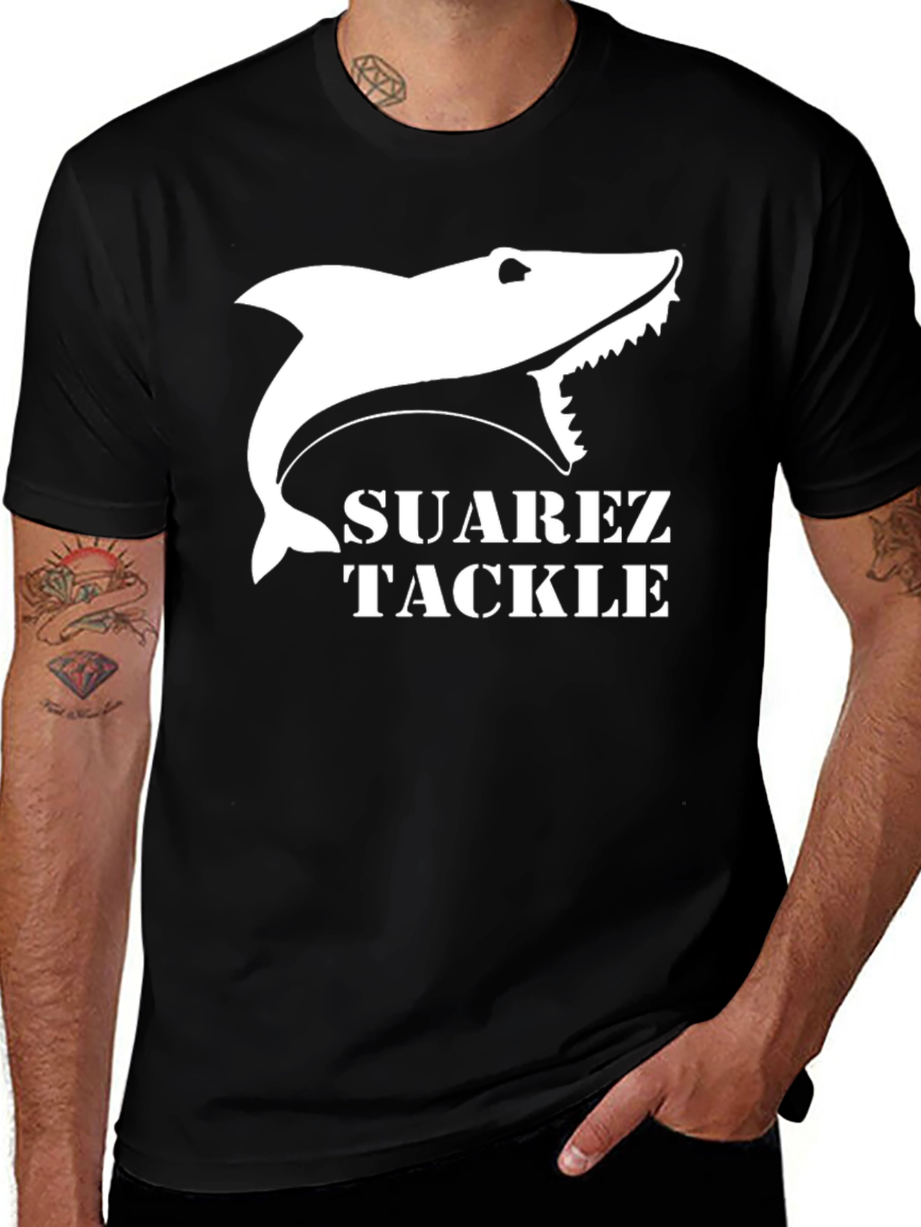 Suarez Tackle Shark Graphic T-Shirt - Black