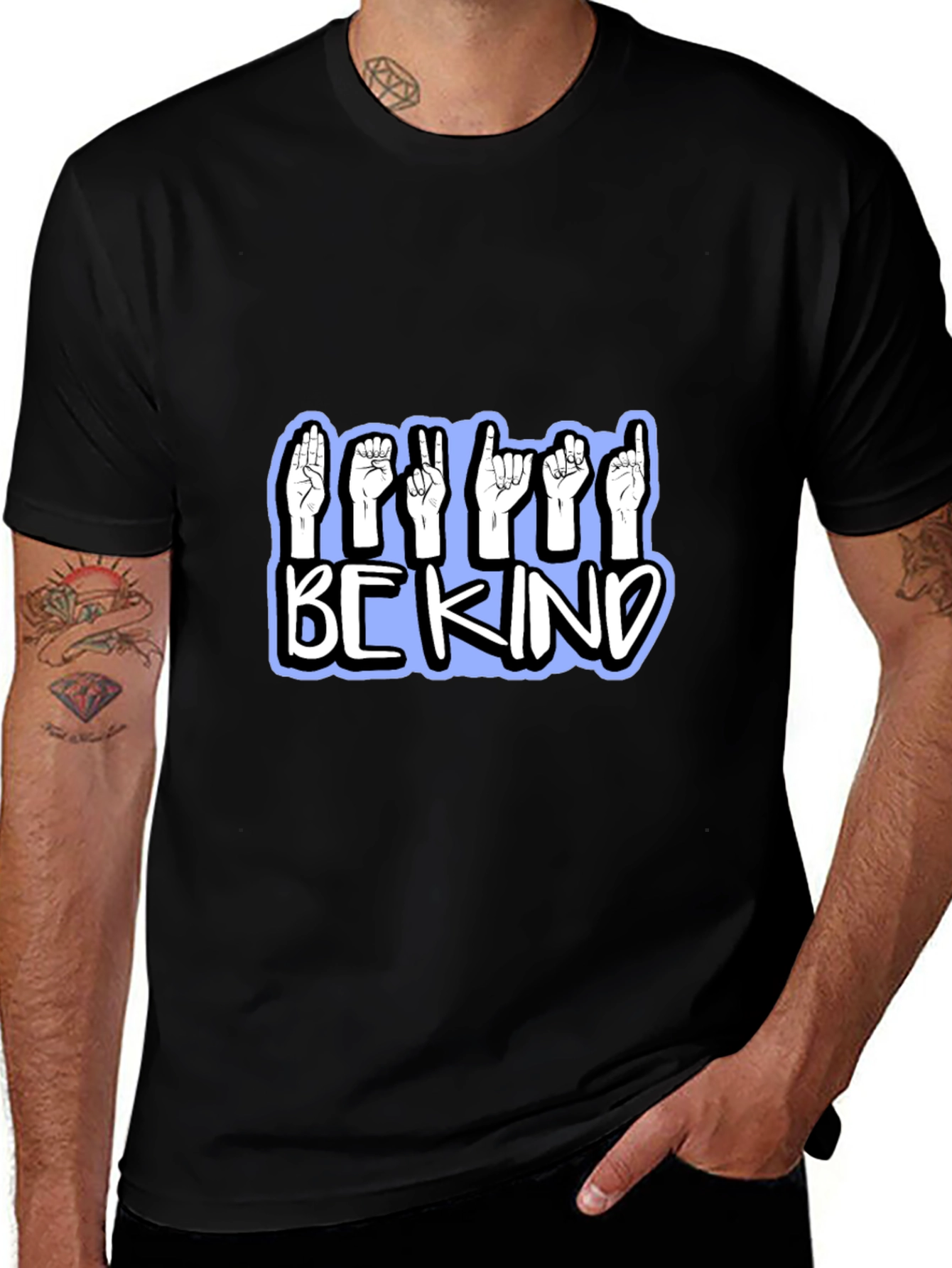 Be Kind Sign Language T-Shirt - Black