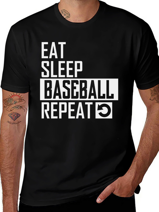 Eat Sleep Baseball Repeat T-Shirt - Sports Fan Tee