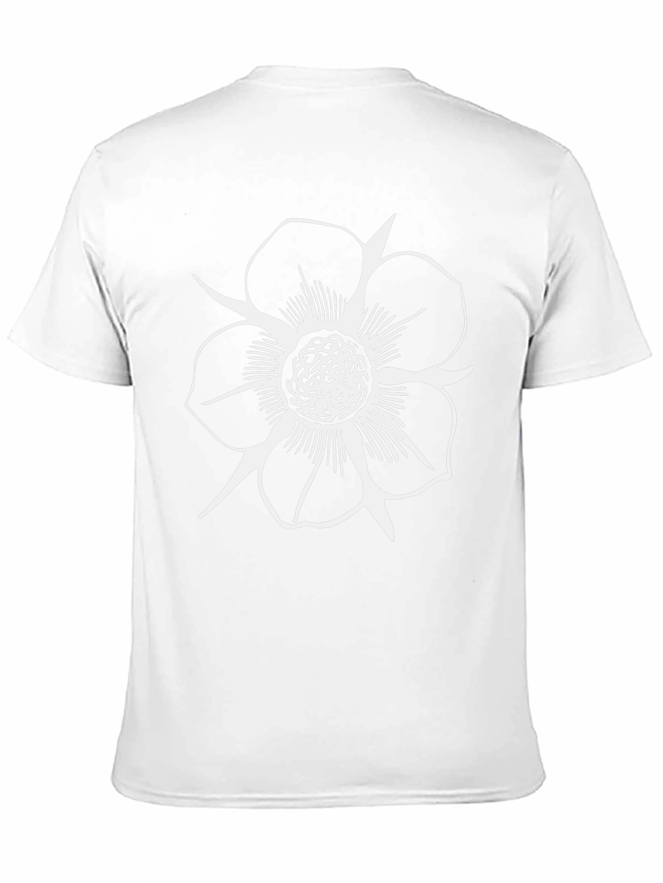 Black T-Shirt with White Flower Print