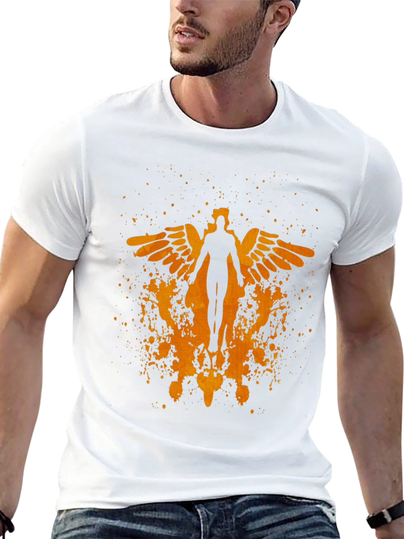 Winged Figure Graphic Print T-Shirt