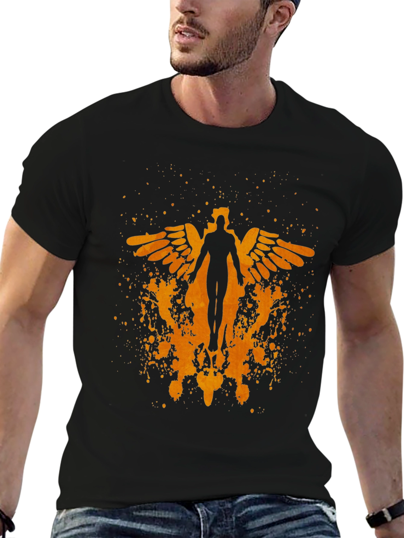 Winged Figure Graphic Print T-Shirt