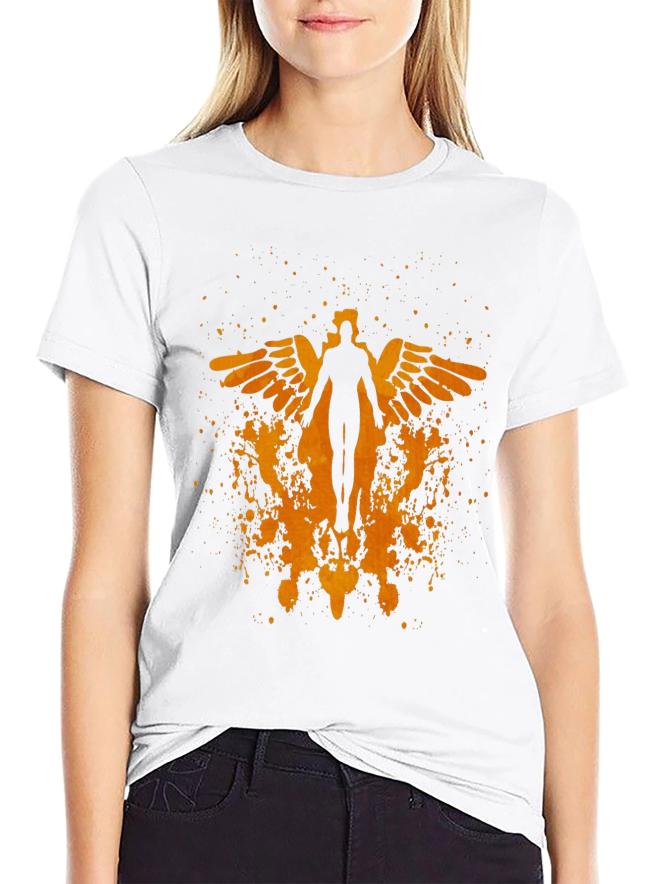 Winged Figure Graphic Print T-Shirt