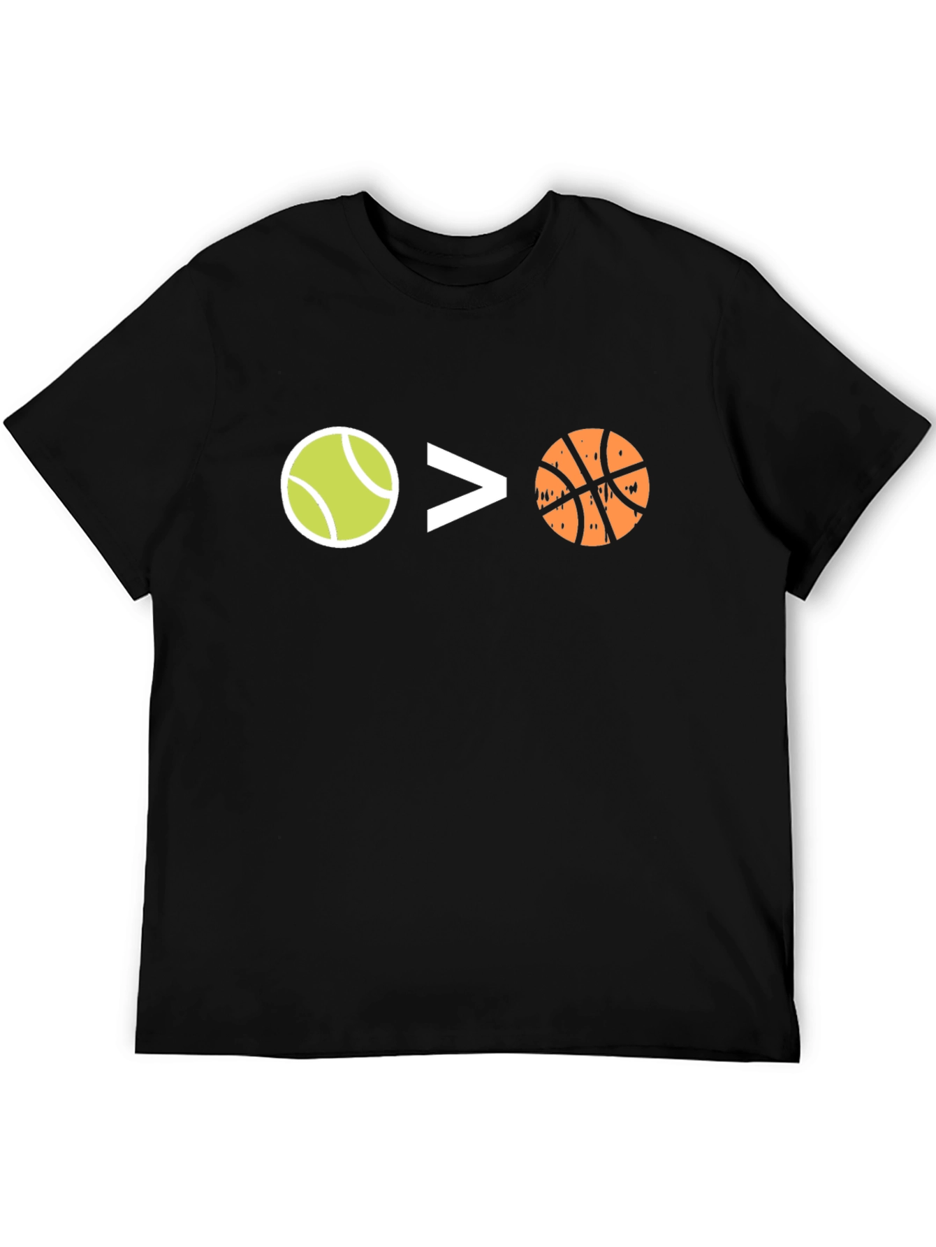 Tennis > Basketball Black Graphic Tee