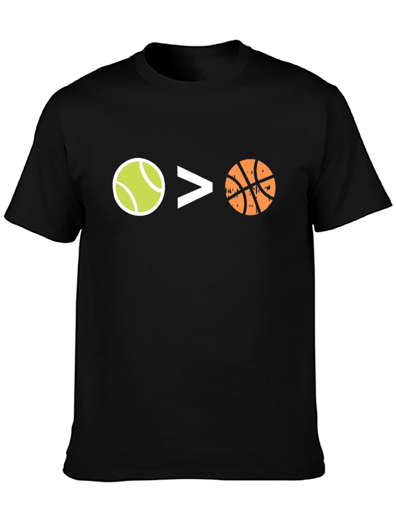 Tennis > Basketball Black Graphic Tee