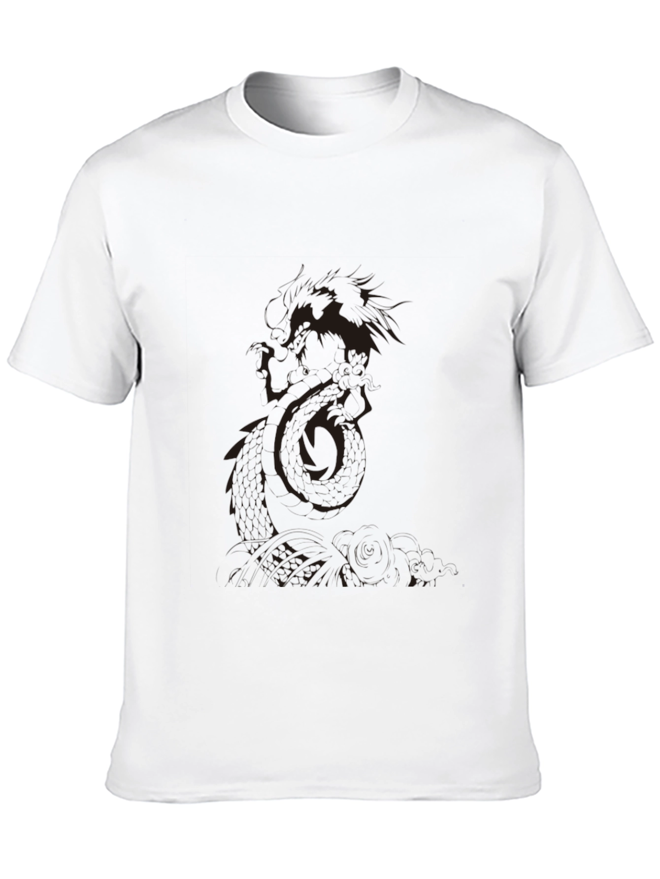 Mens Black Graphic Tee - Dragon Print