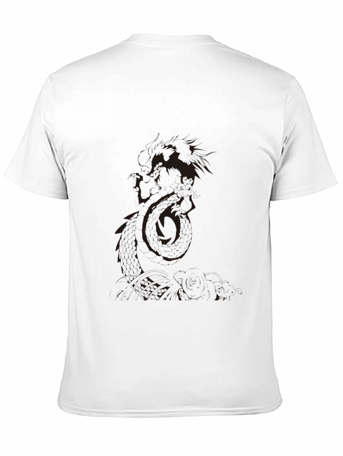 Mens Black Graphic Tee - Dragon Print