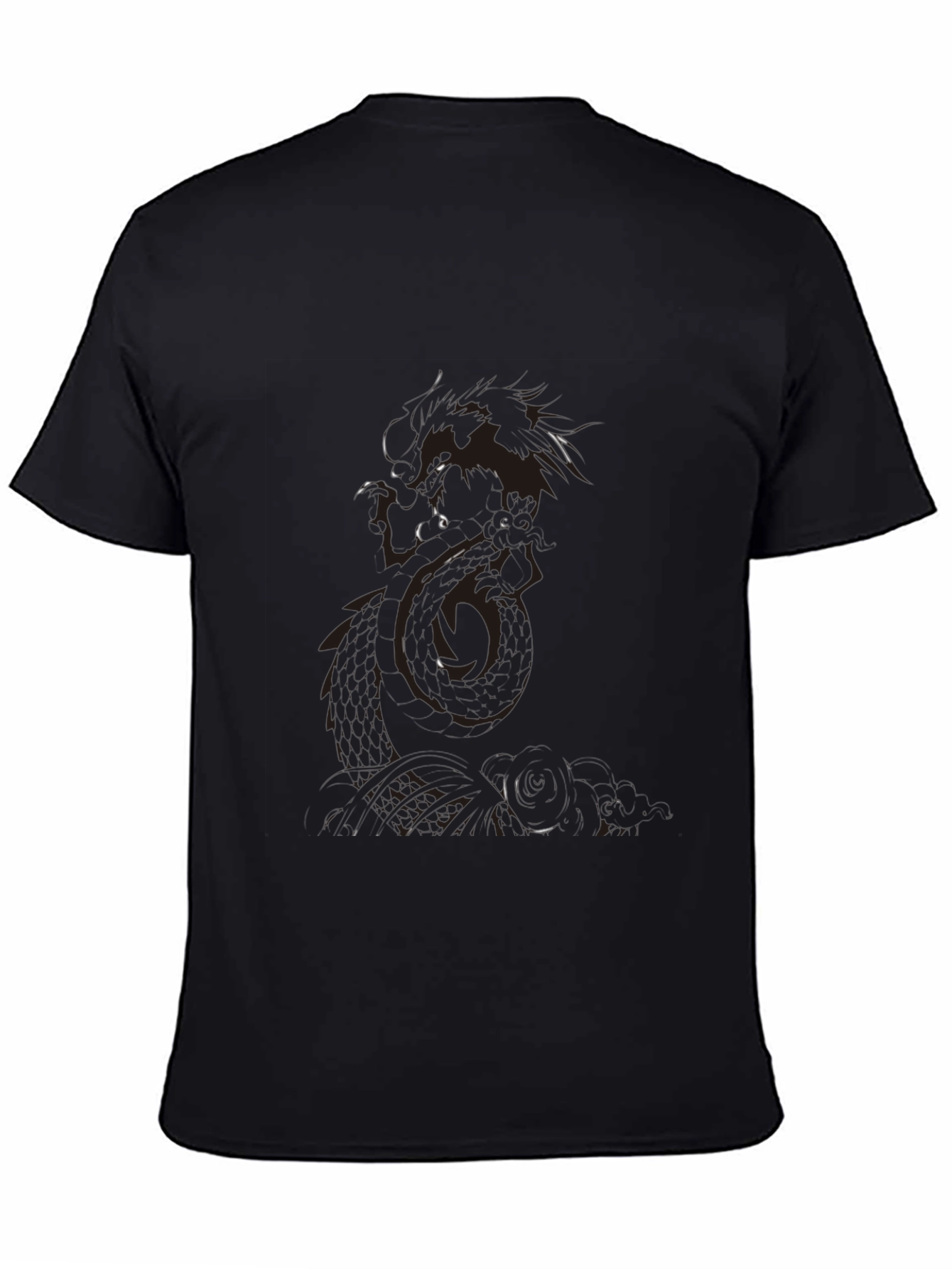 Mens Black Graphic Tee - Dragon Print