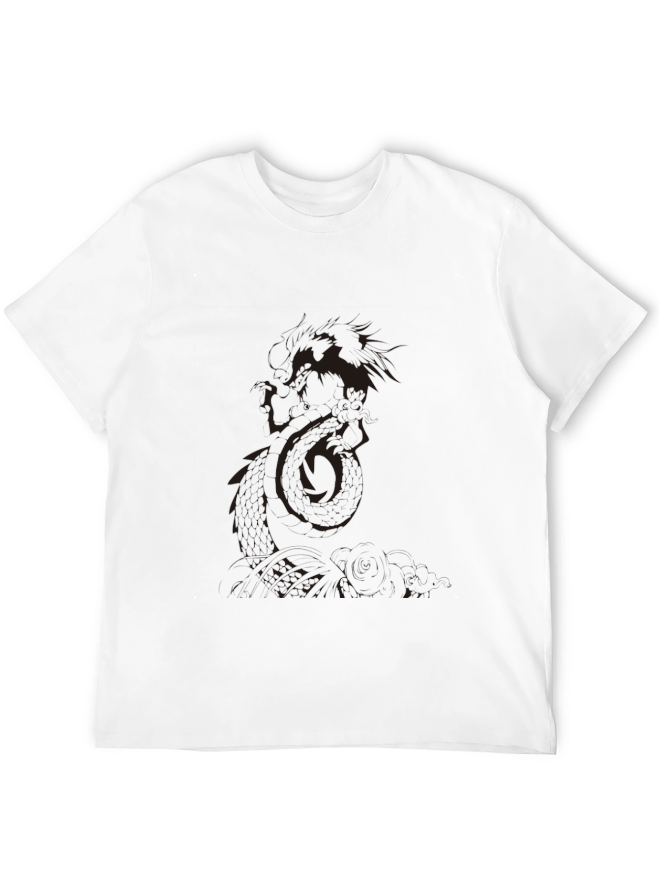 Mens Black Graphic Tee - Dragon Print