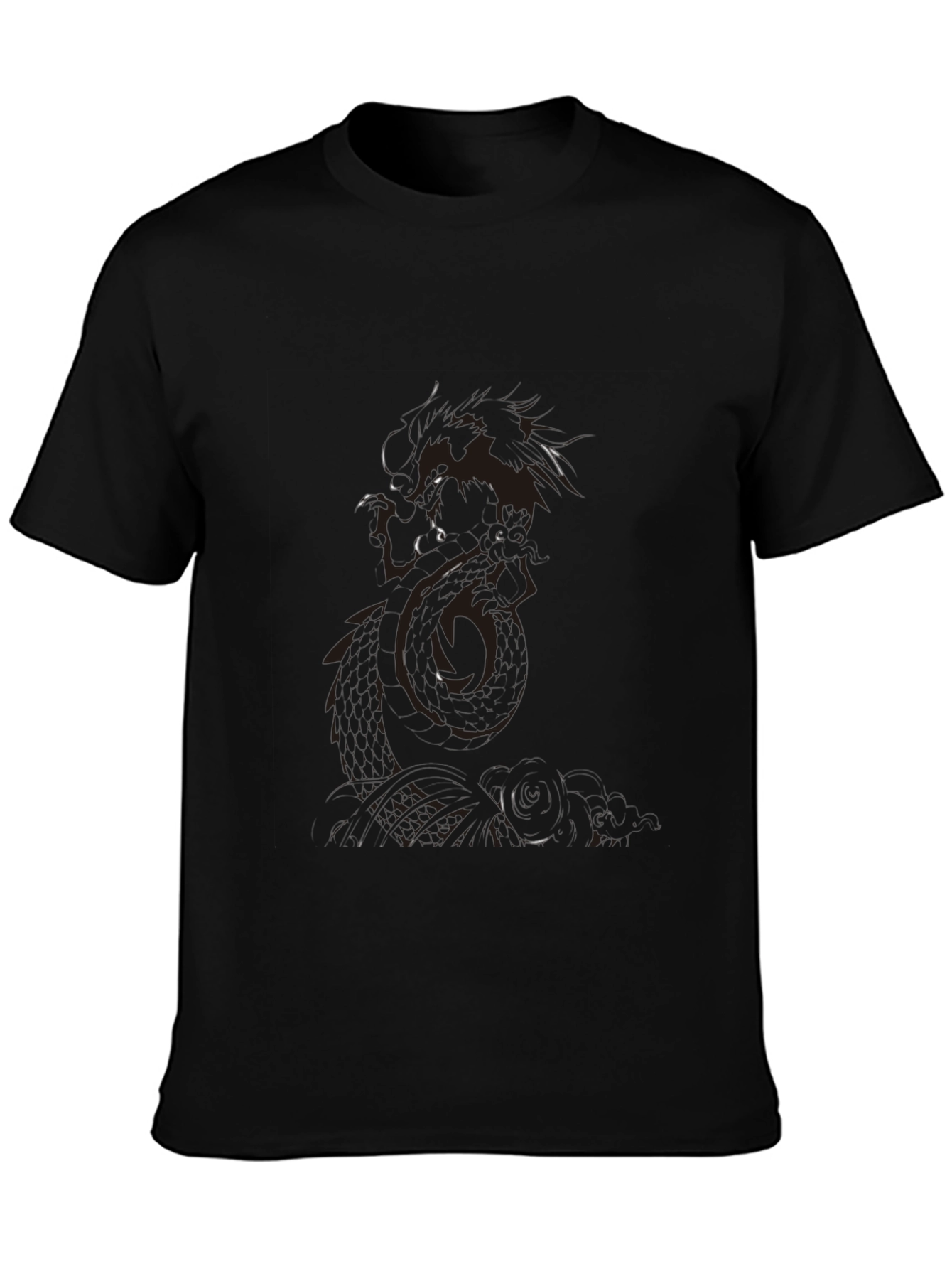 Mens Black Graphic Tee - Dragon Print