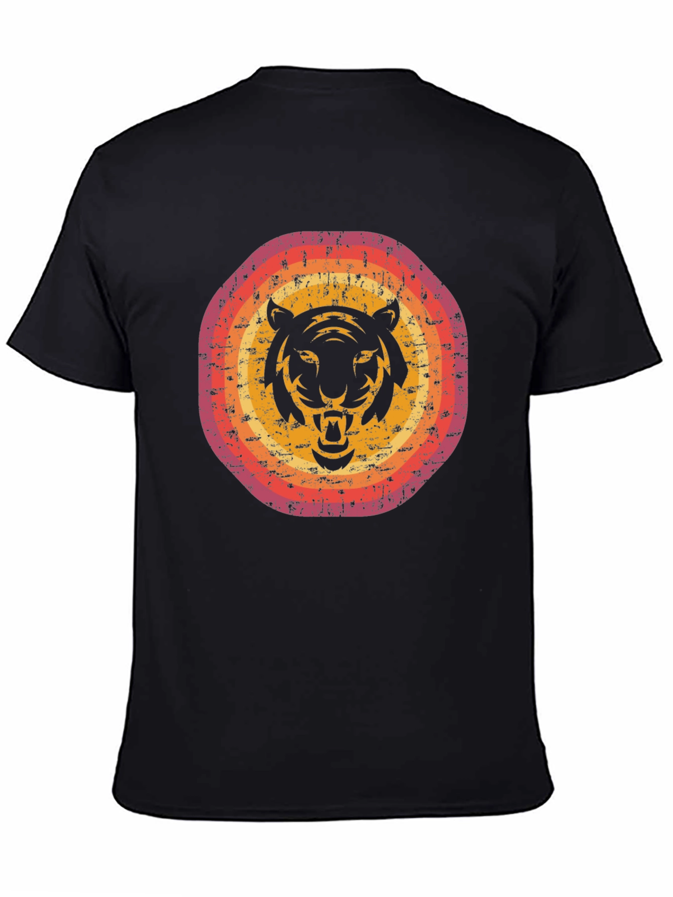 Retro Tiger Graphic Tee - Black Cotton Blend