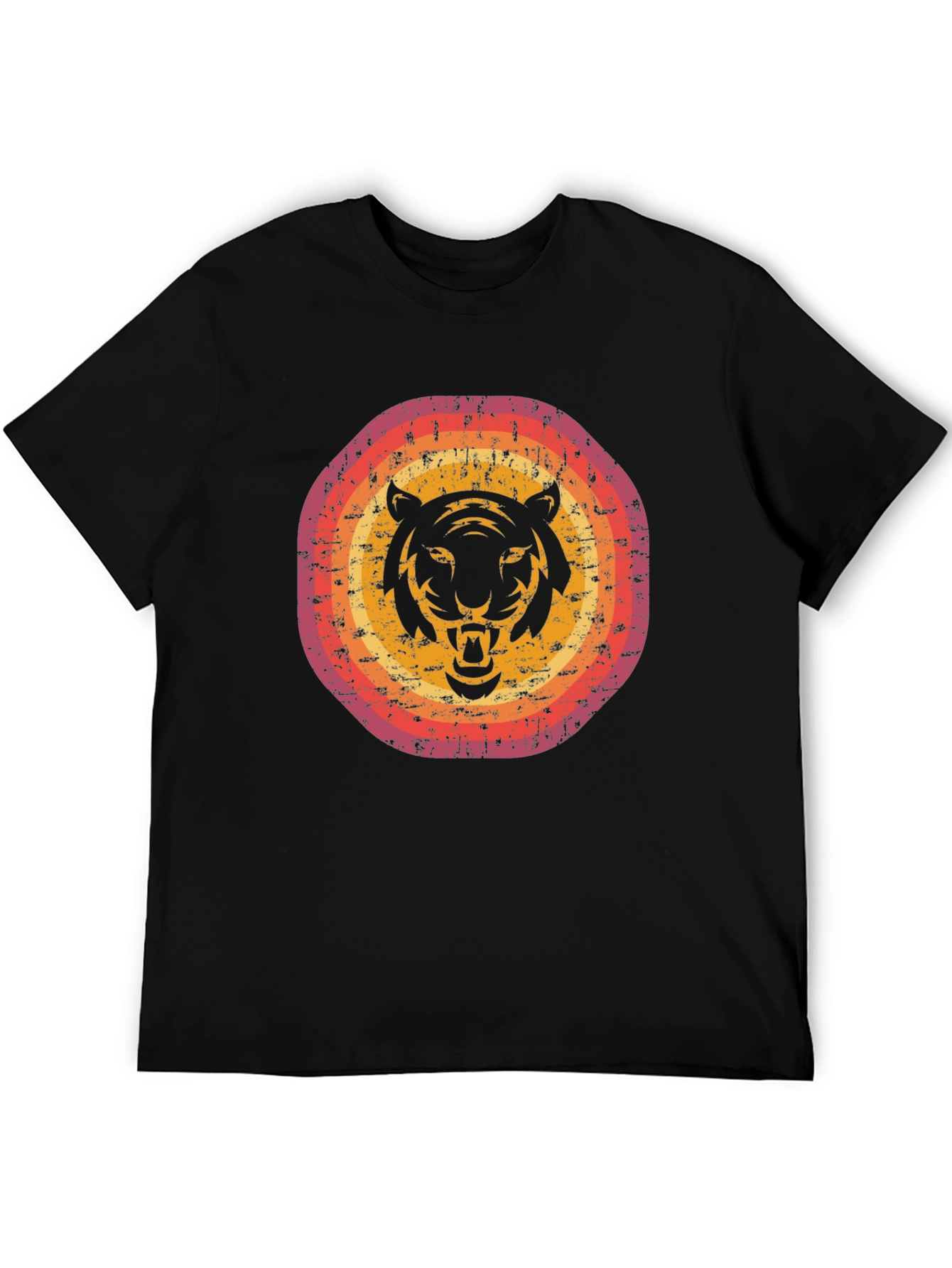 Retro Tiger Graphic Tee - Black Cotton Blend
