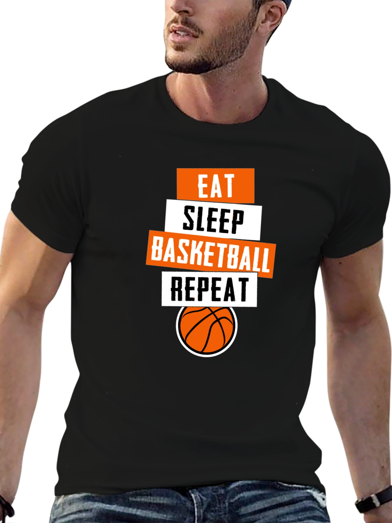Eat Sleep Basketball Repeat Black T-Shirt