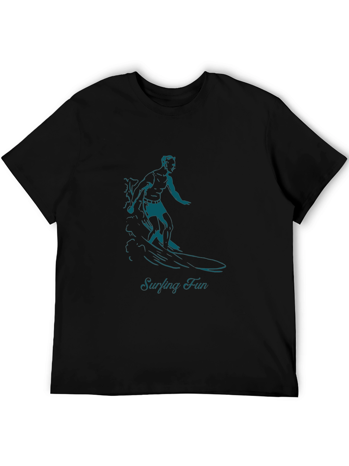 Surfing Fun Graphic Black T-Shirt